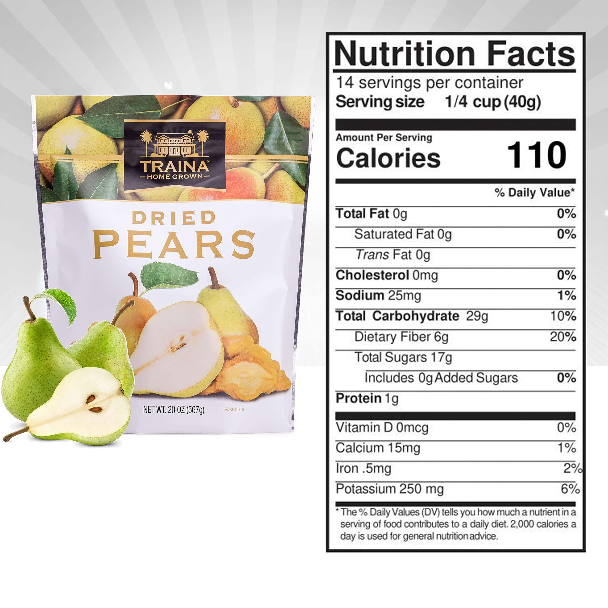 Traina Home Grown Sun Dried Pears - Healthy & Non-GMO, Natural Sweet Flavor Fruit No Sugar Added, Perfect Snack In Resealable Pouch (20 Oz) - Image 2