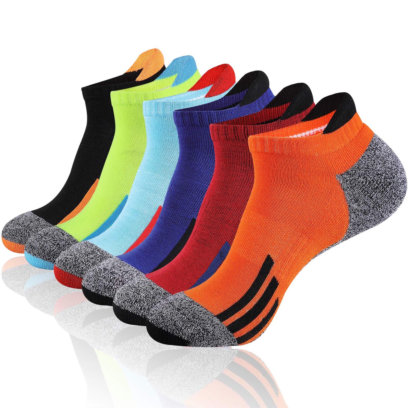 JOYNÉE Mens Ankle Low Cut Athletic Tab Socks for Men Sport Comfort Cushion Sock 6 Pack