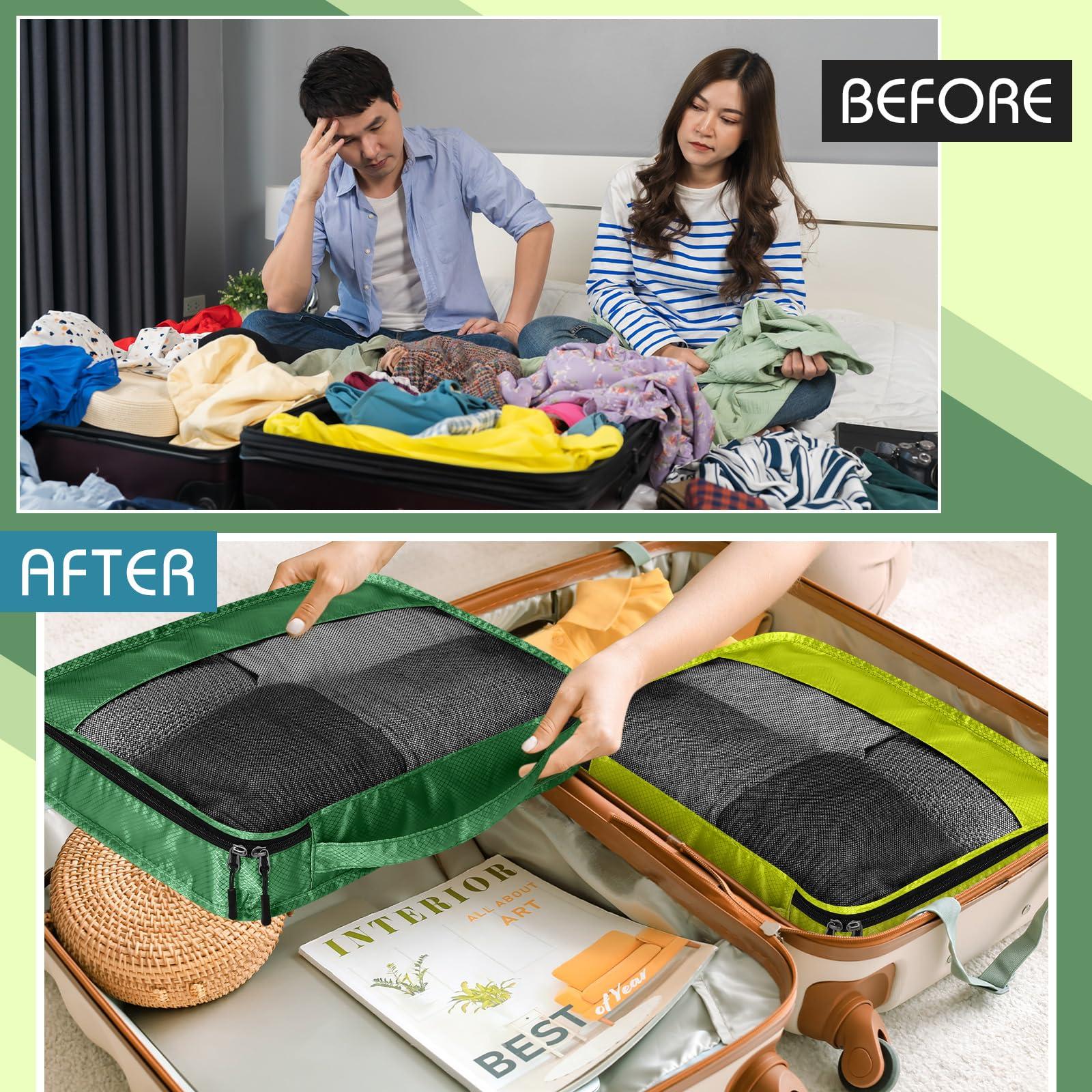 Bulyoou 5 Pcs Packing Cubes for Suitcase Large Travel Cubes Carry on Luggage Organizer Bags for Clothes Accessories(L,Green) - Image 8