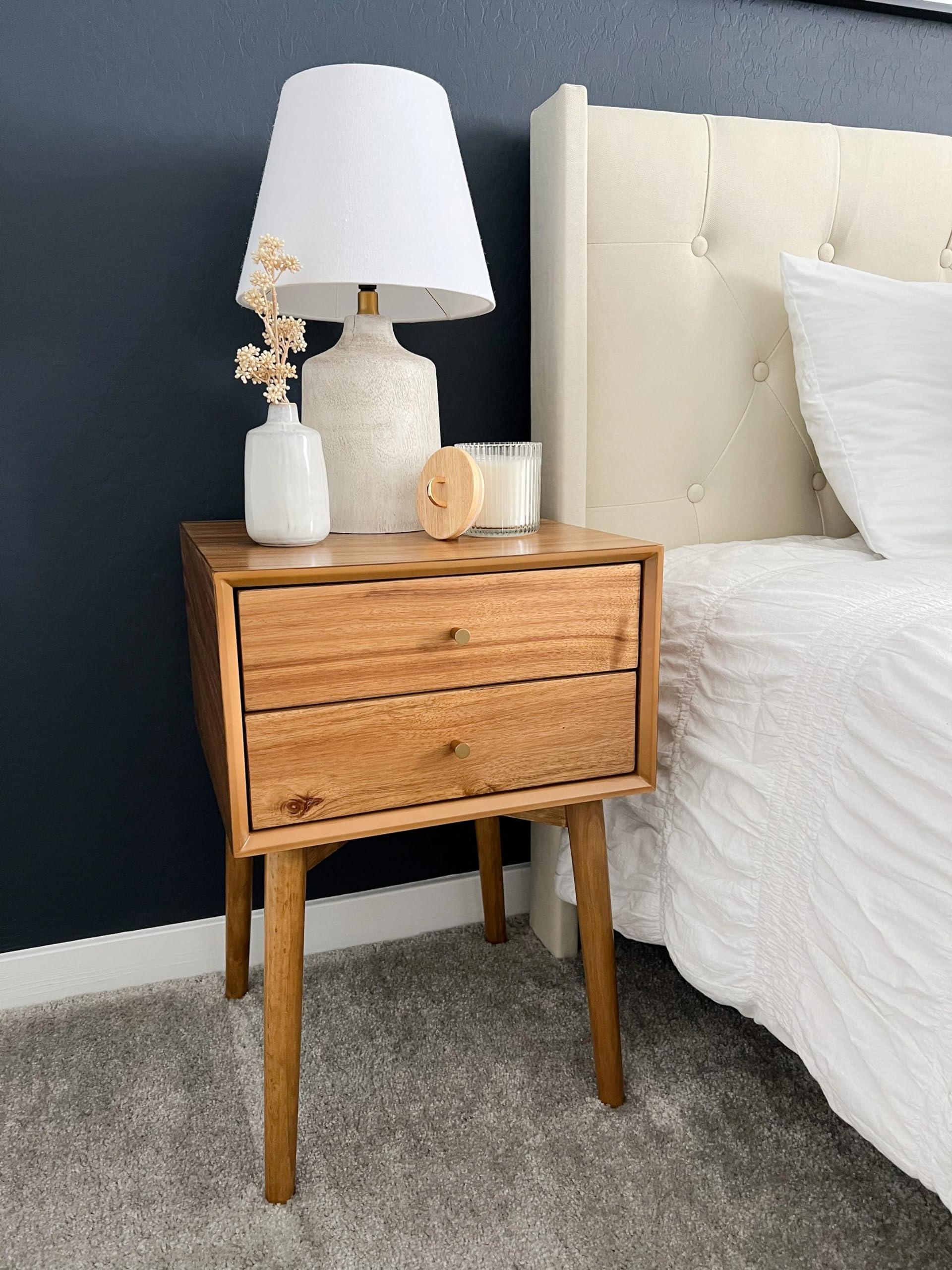 Nathan James 32704 Harper Mid-Century Oak Wood Nightstand with 2-Drawers, Small Side End Table with Storage, Brown - Image 4