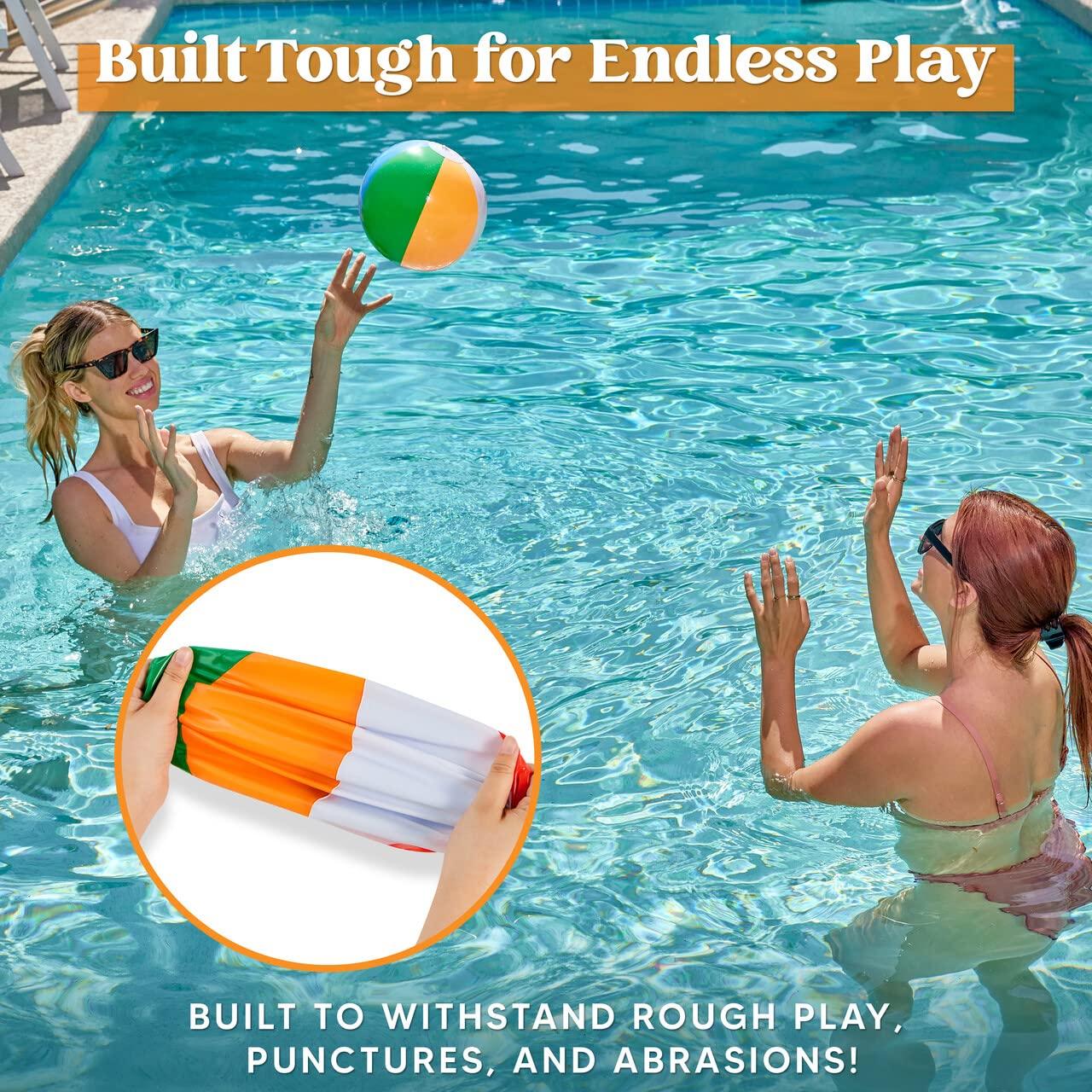 JOYIN 12 Packs 16" Inflatable Beach Balls, Large Rainbow Beach Balls Bulk for Pool Parties, Kids and Adults Summer Pool Party Toys, Beach Toys, Party Favors(16'') - Image 4