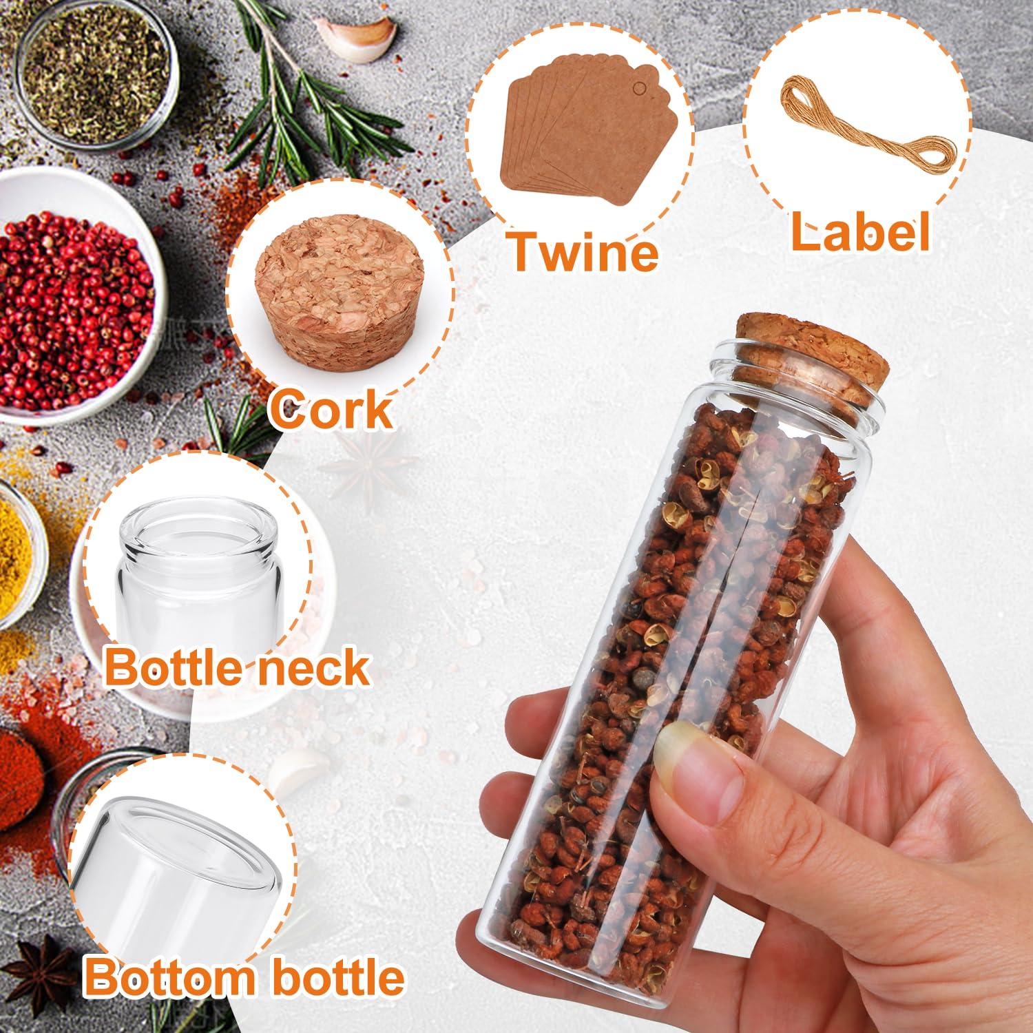 Brajttt 32pcs 90ml Small Mini Glass Bottles with Cork Stoppers,DIY Decoration Small Tiny Glass Jars Favors,Mini Vials Cork for Art Crafts,Wedding Party Supplies - Image 4