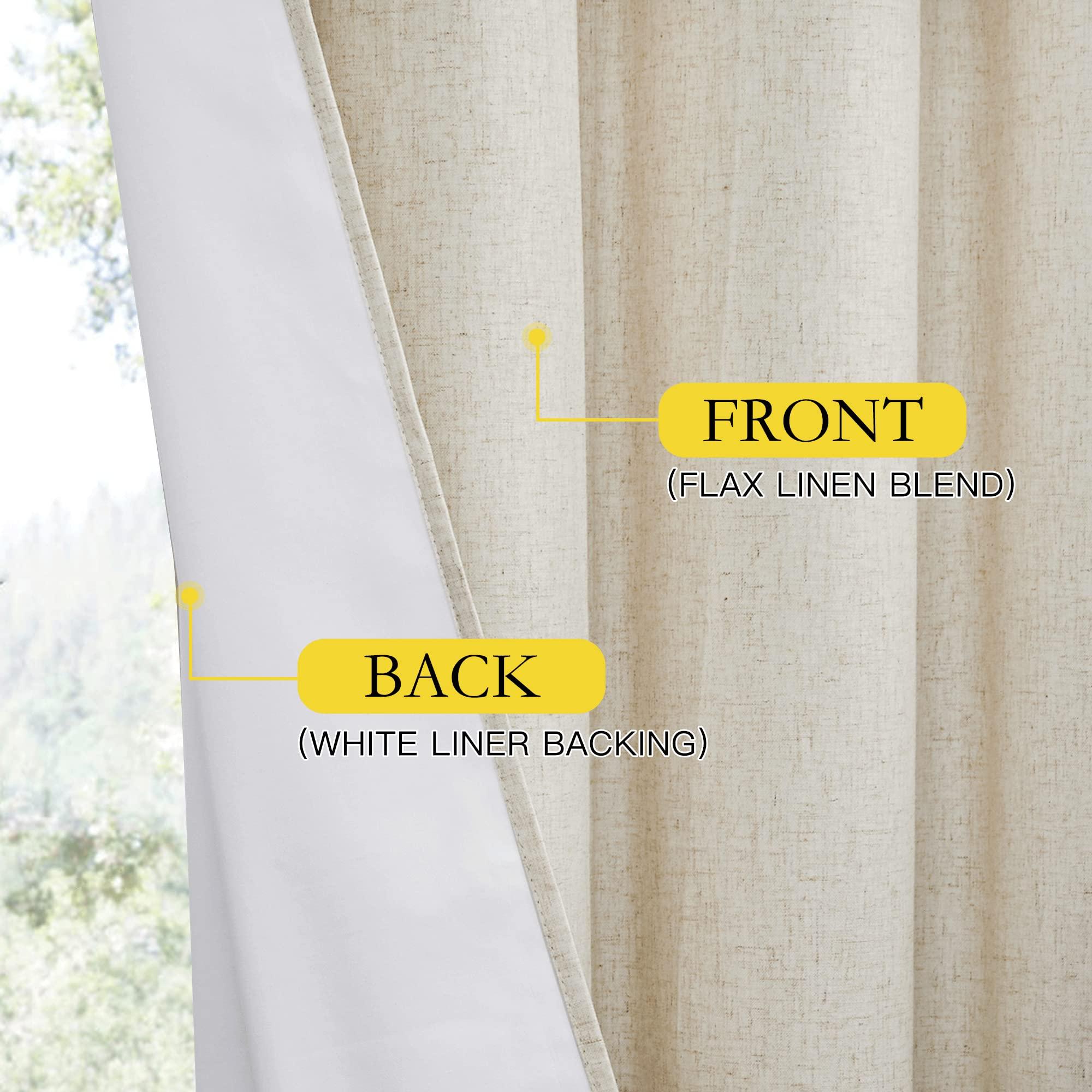 NICETOWN Natural 100% Blackout Linen Curtains 84 inch Long Burg for Living Room, 2 Panels, 52" Wide, Farmhouse Thick Completely Blackout Window Treatment Thermal Insulated Warm Drapes for Winter - Image 6