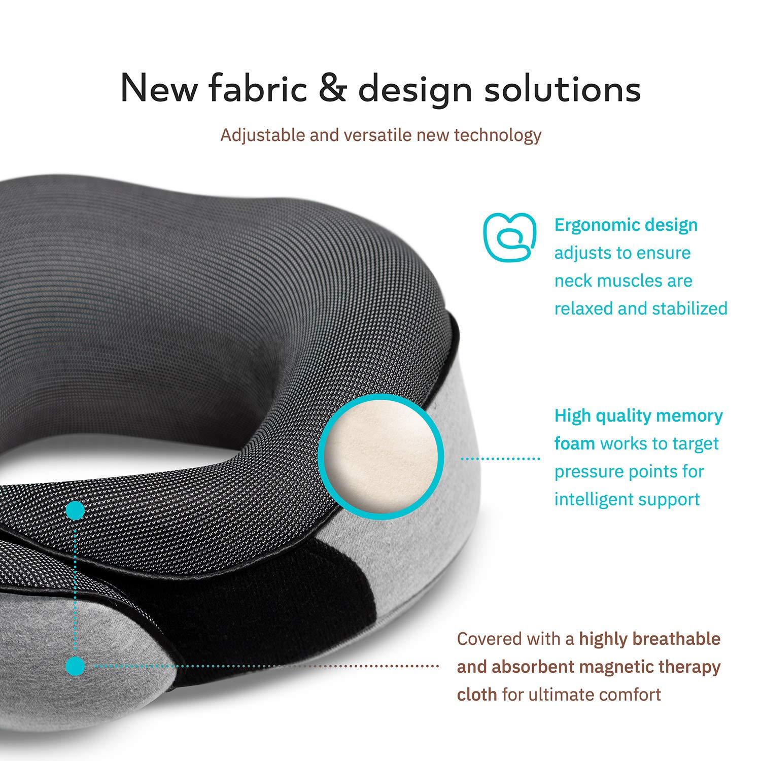 Proglobe Travel Neck Pillows for Airplanes, Sleeping Essentials for Long haul Flights, 360° Head Support, Car and Airplane Kit with 3D Contoured Eye Mask, Earplugs and Luxury Mesh Bag (Adult, Grey) - Image 4