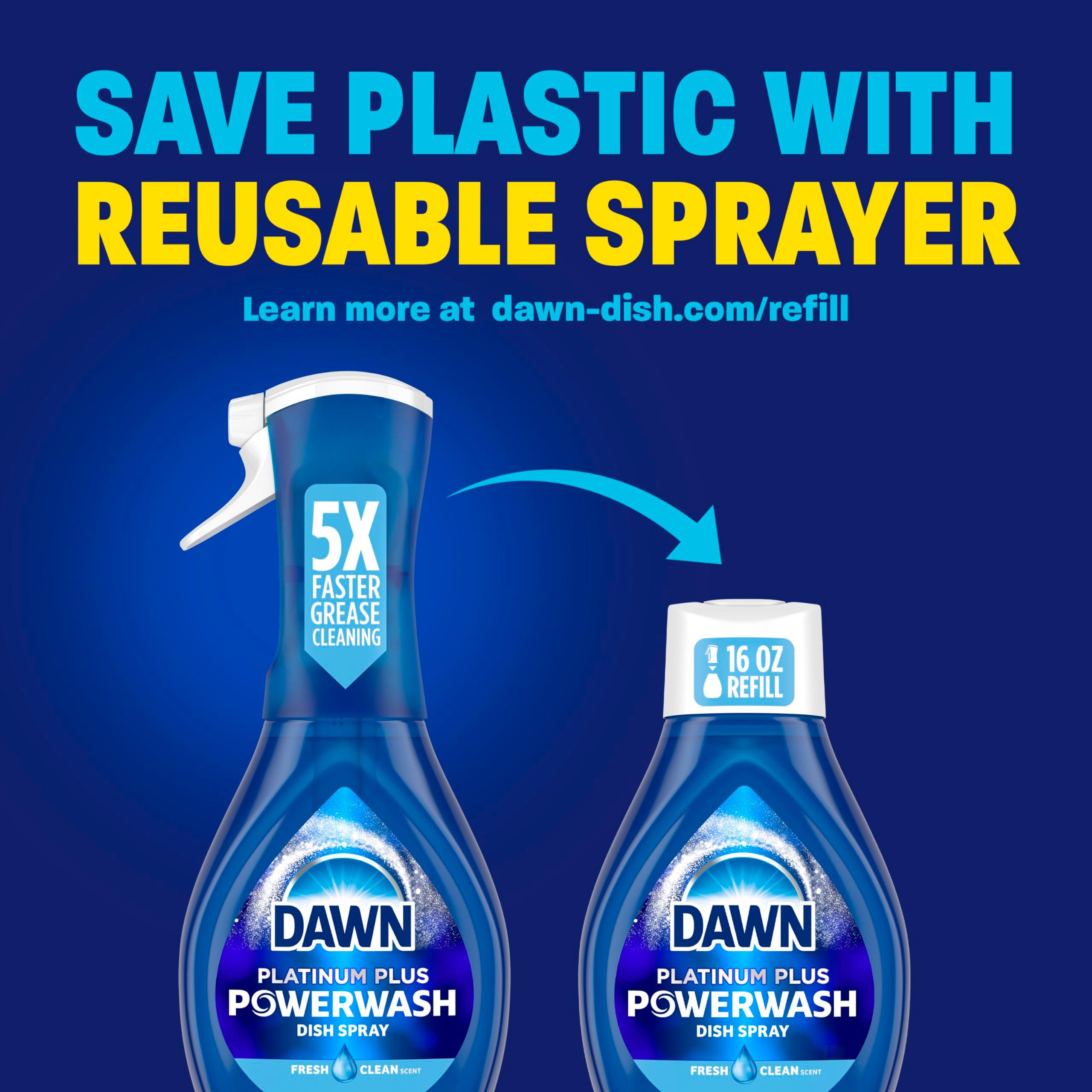 Dawn Platinum Powerwash Dish Spray, Dish Soap Liquid, Fresh Scent Bundle, 1 Spray (16oz) + 3 Refills (16oz each)(Pack of 4) - Image 7