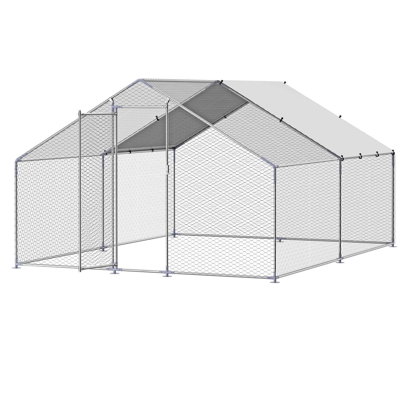 VEVOR Large Metal Chicken Coop, 9.8x13.1x6.5 ft Large Walk in Chicken Runs for Yard with Cover, Hen House Enclosure with Security Lock, Outdoor Duck Rabbit Cage Poultry Pen for Backyard, Farm, Yard - Image 11