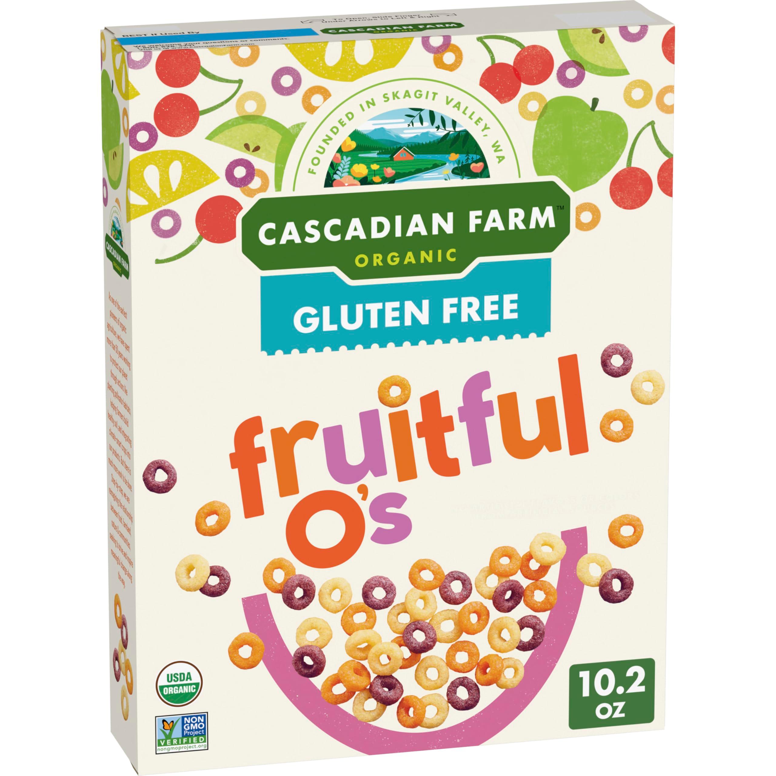 Cascadian Farm Organic Fruitful O's Breakfast Cereal, Gluten Free, Made With Whole Grain, 10.2 oz