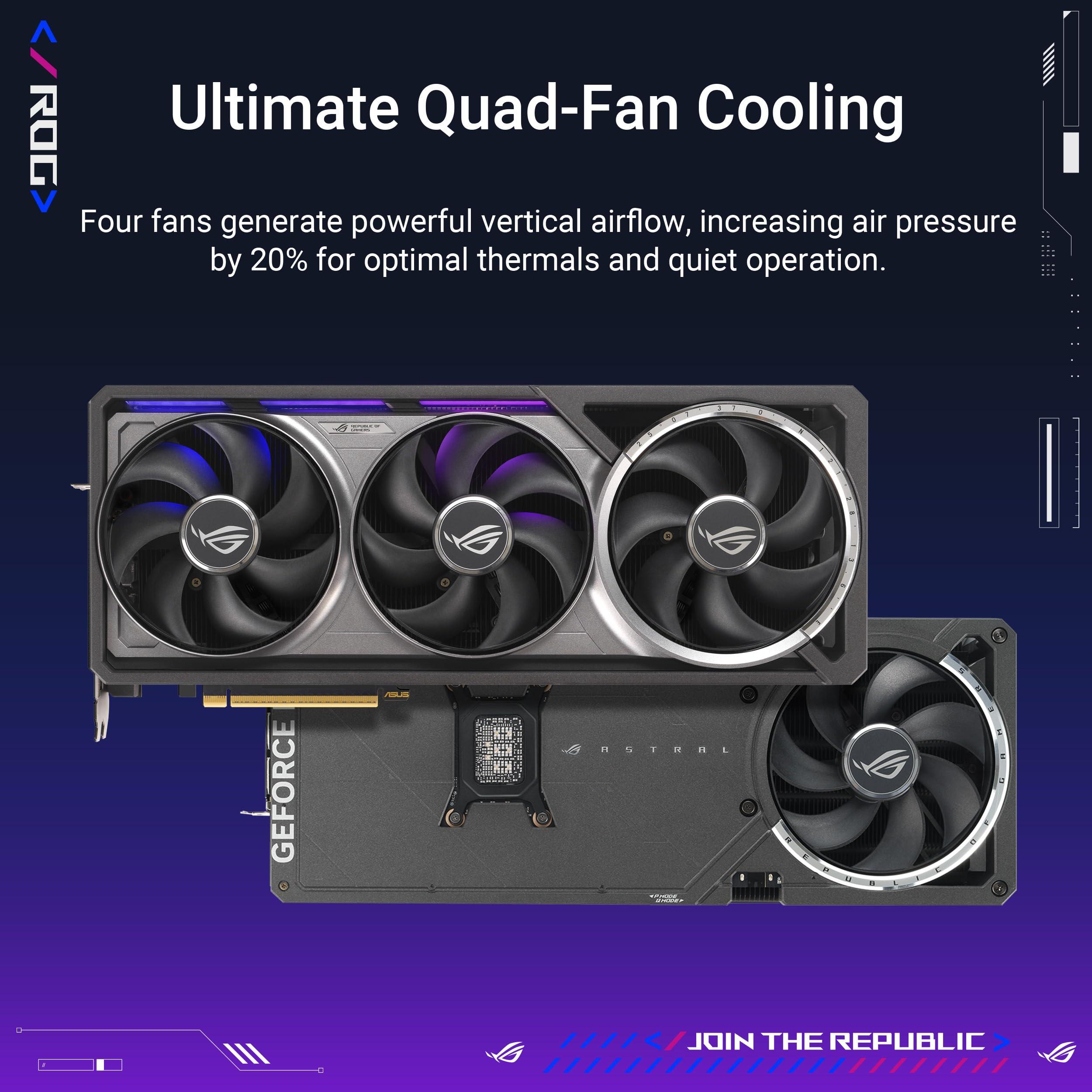 ASUS ROG Astral GeForce RTX 5080 16GB GDDR7 Gaming Graphics Card (Nvidia GeForce RTX5080, Four Fans, 3.8 Slot Design, PCIe 5.0, 2X HDMI 2.1b, 3X DisplayPort 2.1a, ROG-ASTRAL-RTX5080-16G Gaming) - Image 2