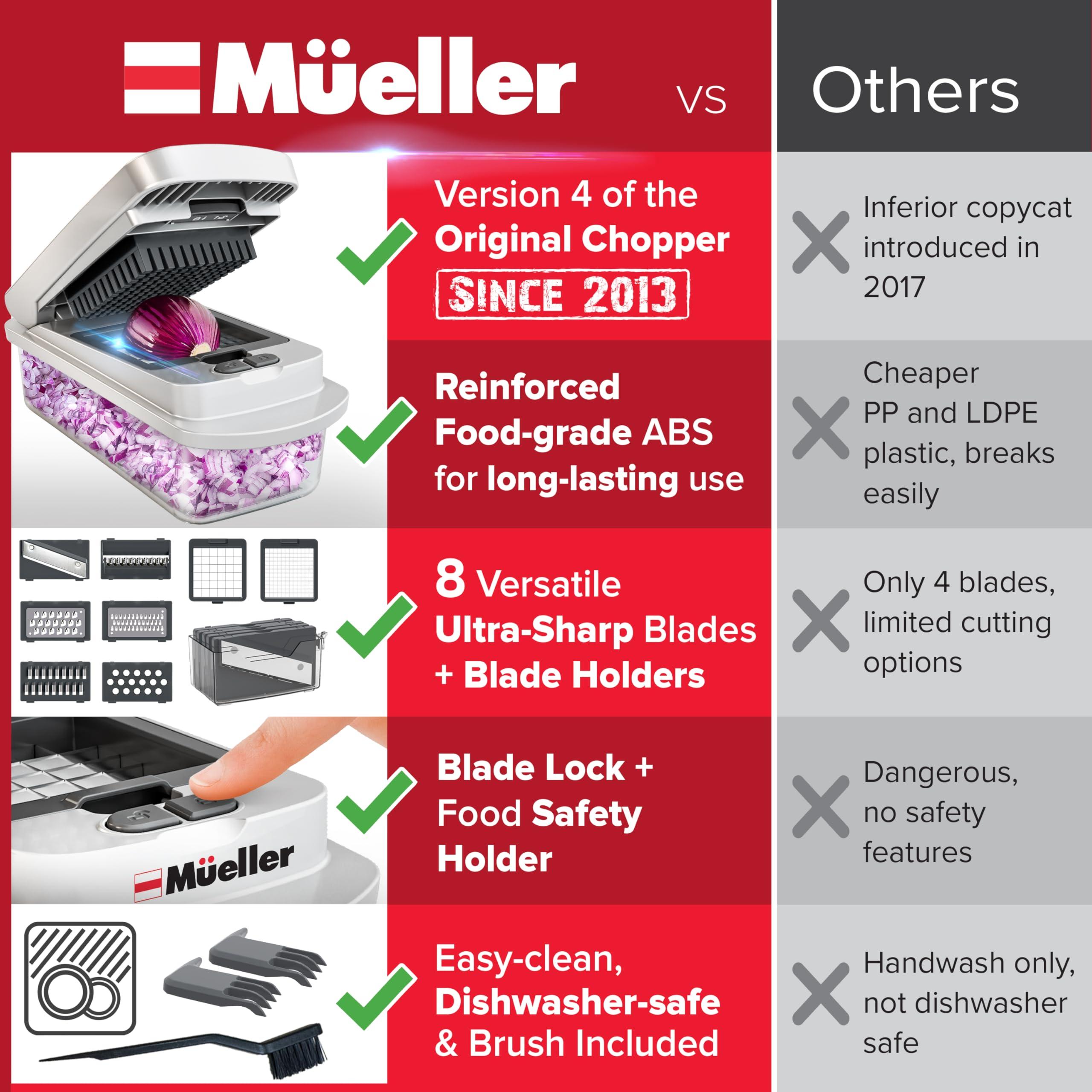 Mueller Pro-Series 10-in-1, 8 Blade Vegetable Chopper, Onion Mincer, Cutter, Dicer, Egg Slicer with Container, French Fry Cutter Potatoe Slicer, Home Essentials & Kitchen Gadgets, Salad Chopper - Image 4