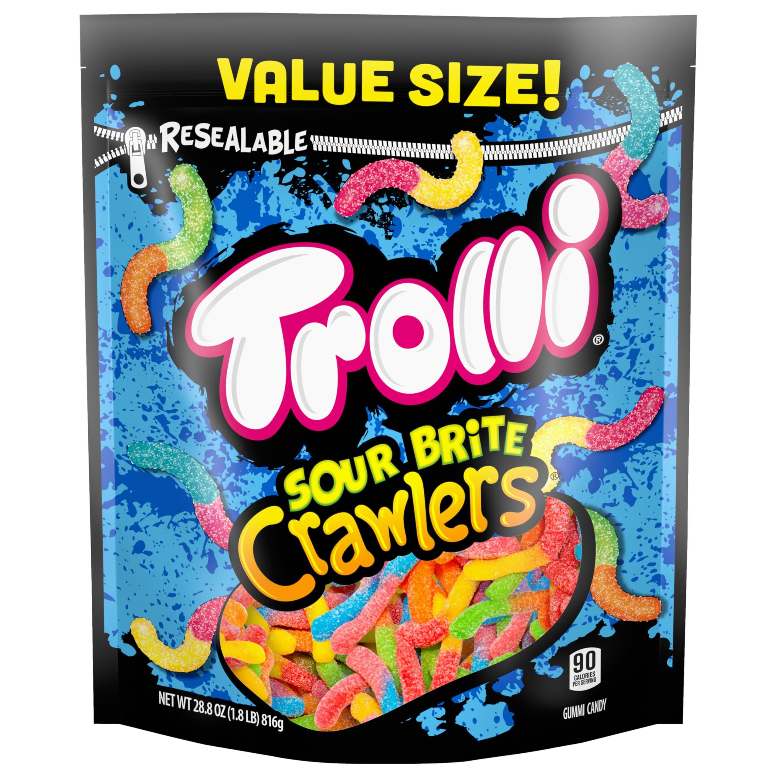 Trolli Sour Brite Crawlers, Candy, Cherry-Lemon, Strawberry-Grape & Orange-Lime, Sweet and Sour, Gummy Worms, 28.8 oz - Image 10