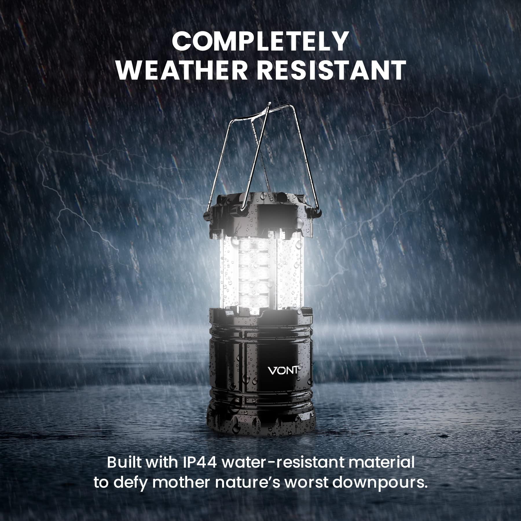 Vont 4 Pack LED Camping Lantern, LED Lanterns, Suitable Survival Kits for Hurricane, Emergency Light for Storm, Outages, Outdoor Portable Lanterns, Black, Collapsible, (Batteries Included) - Image 3