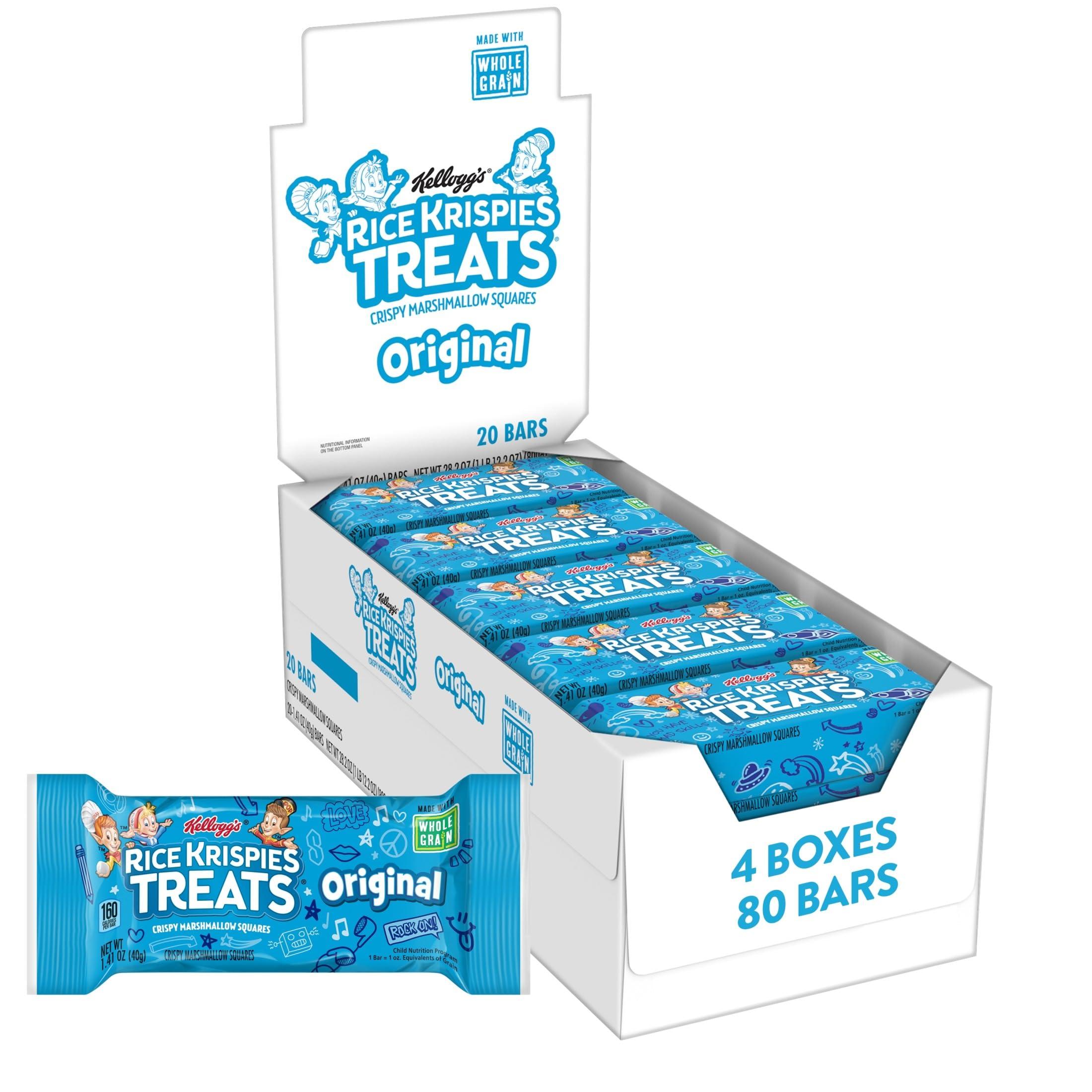 Kellogg’s Rice Krispies Treats, Crispy Marshmallow Squares, Original, Made With Whole-Grain, Bulk Size (Pack of 80, 1.41 oz Bars)