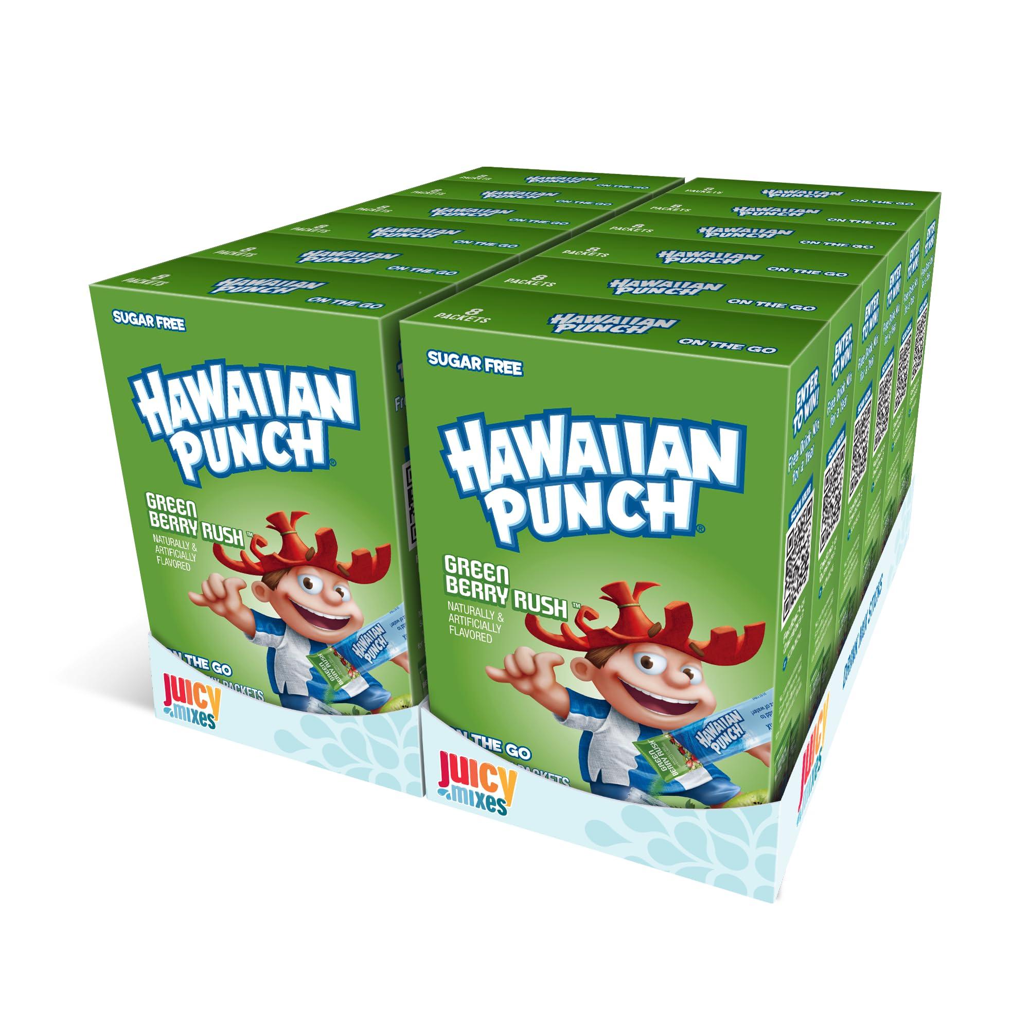 Juicy Mixes Hawaiian Punch Powder Drink Mix – Sugar Free & Delicious, Excellent source of Vitamin C (Green Berry Rush, 96 Sticks)