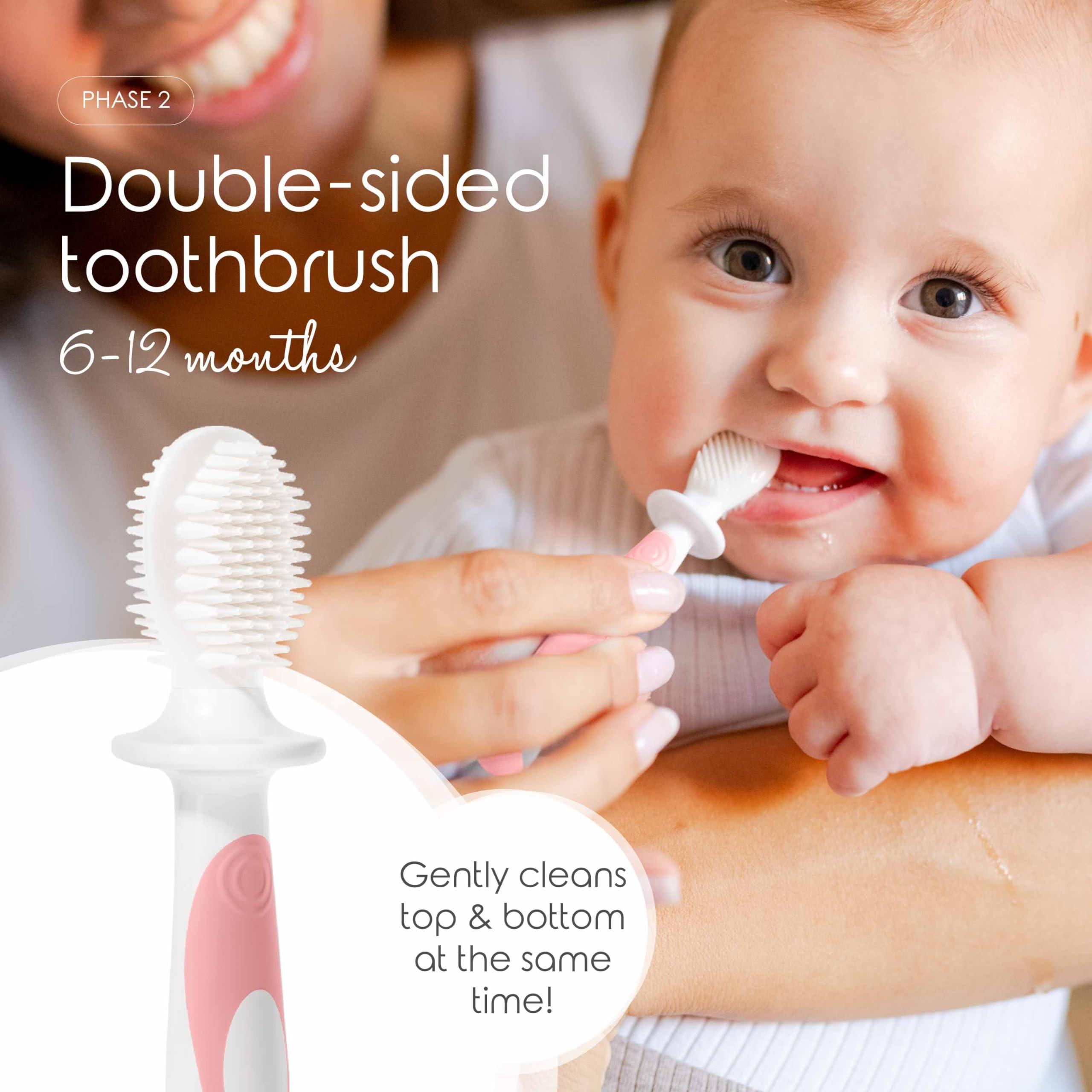 Cherish Baby Care Baby Toothbrush & Toddler Toothbrush Set (0-2 Years) - BPA-Free & Safety-Tested, 2023 Award Winner, Food-Grade Silicone (Pink) - Image 4