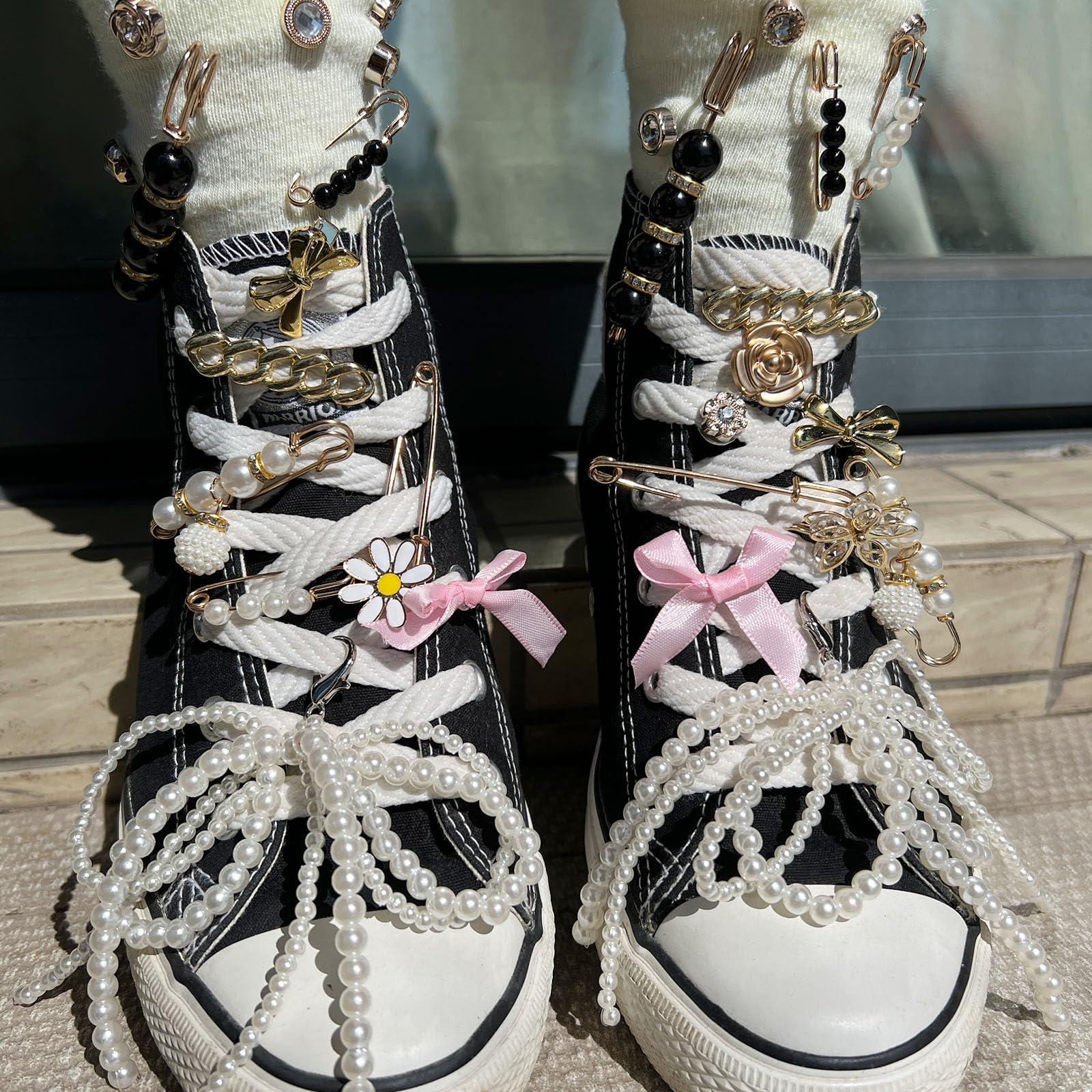 BIIQAKOO Shoe Charms for Sneaker Fashion Charm for Socks Junk Socks Charms Safety Pins Brooches and Pins for Women Jewelry Charm Kit Suitable for Christmas Gifts - Image 4