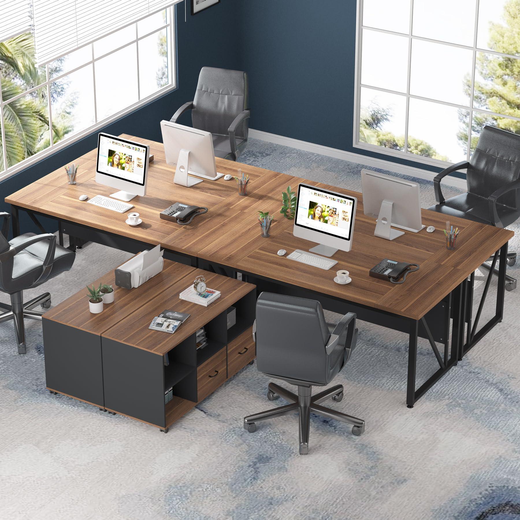 Tribesigns 63 inches Executive Desk and 47" lateral File Cabinet, L-Shaped Computer Desk Home Office Business Furniture with Drawers and Storage Shelves, Office Table,Brown and Black - Image 7