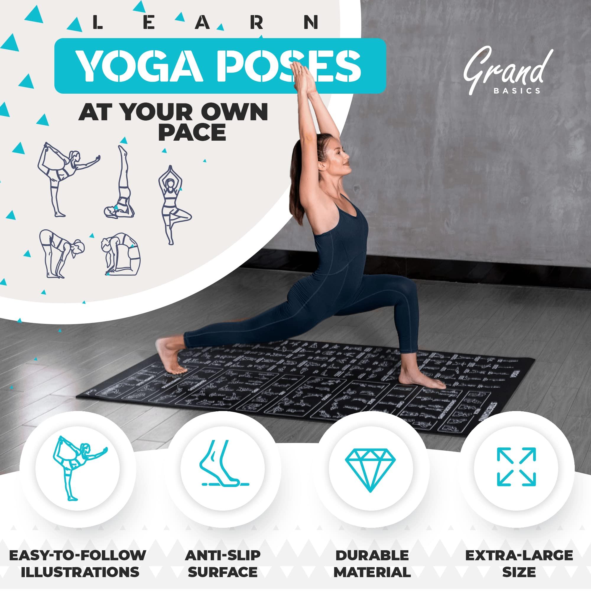 Extra-Large Instructional Yoga Mat with Poses Printed On It - 3X Bigger & 2X Wider than Regular Workout Mats - 150 Illustrated Yoga Poses and Stretches - Wide, Non-Slip, Barefoot Exercise Mat - Image 4