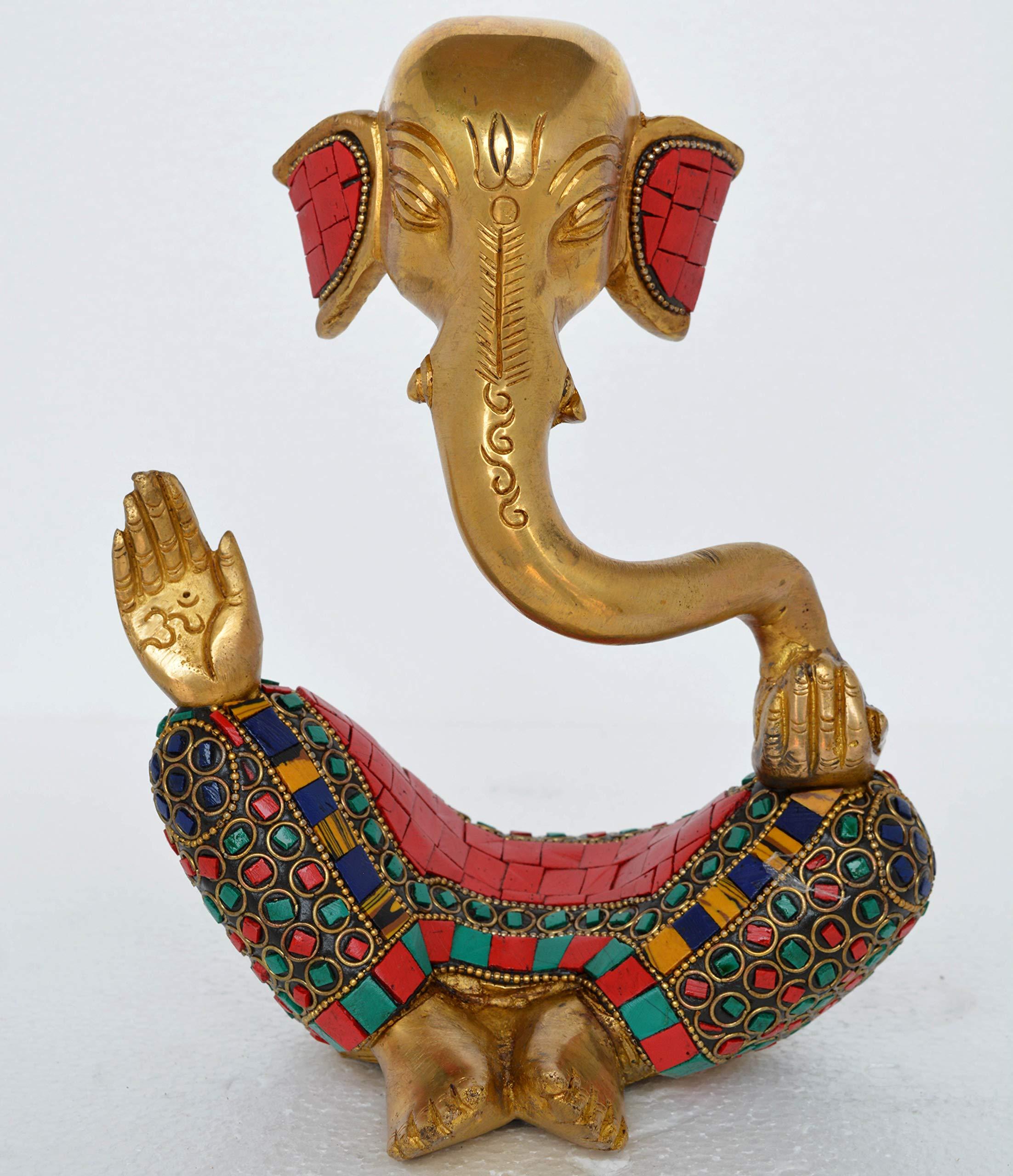 Ganesh with Decorative Work - Brass Modern Decorative Style God Ganpati Idol - Unique Gift and Home Decor showpiece - Image 3