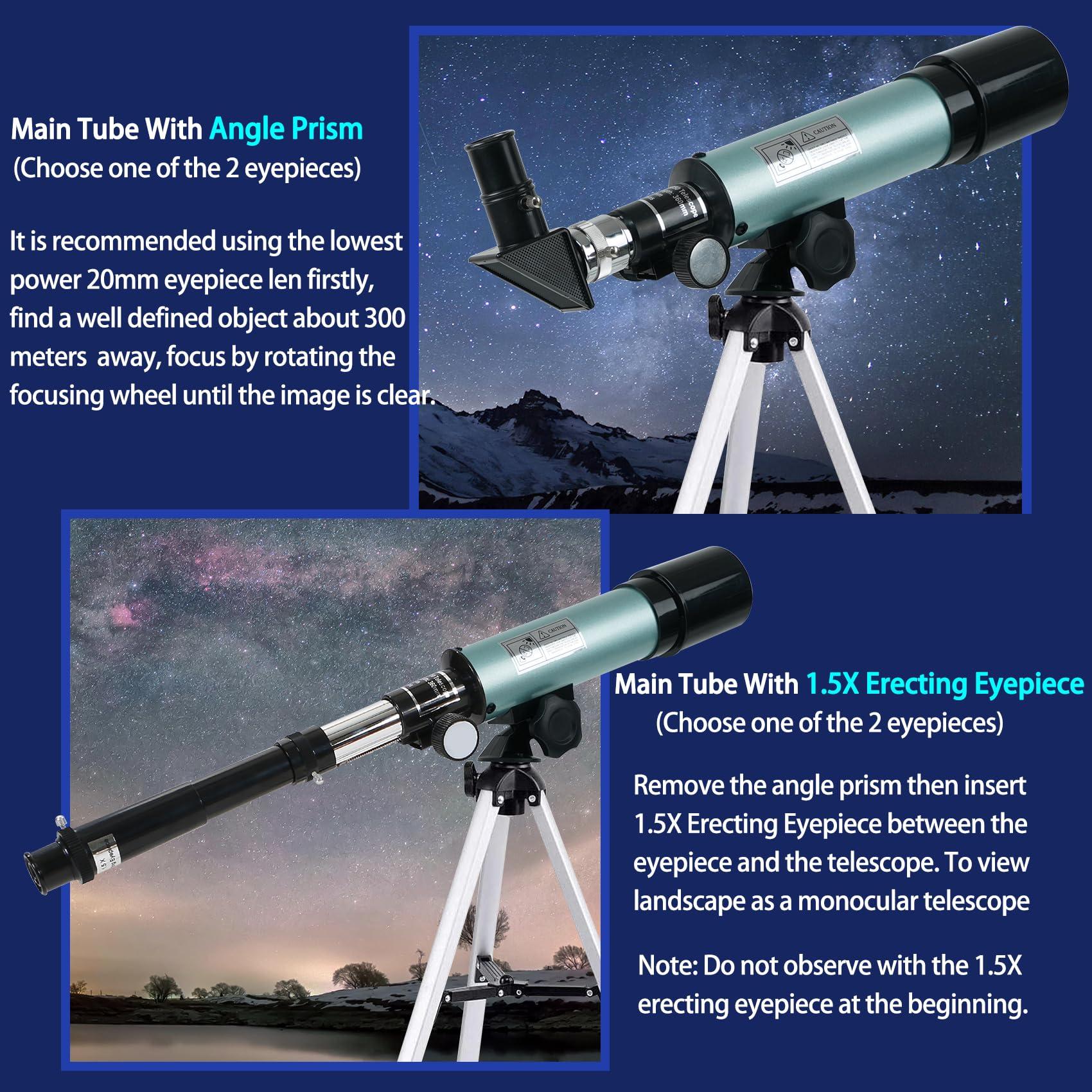 Mijiaowatch Kids Telescope - 360/50mm 90X Zoom HD Monocular Space Telescope with Tripod for Kids/Adult/Beginners (Blue) - Image 6