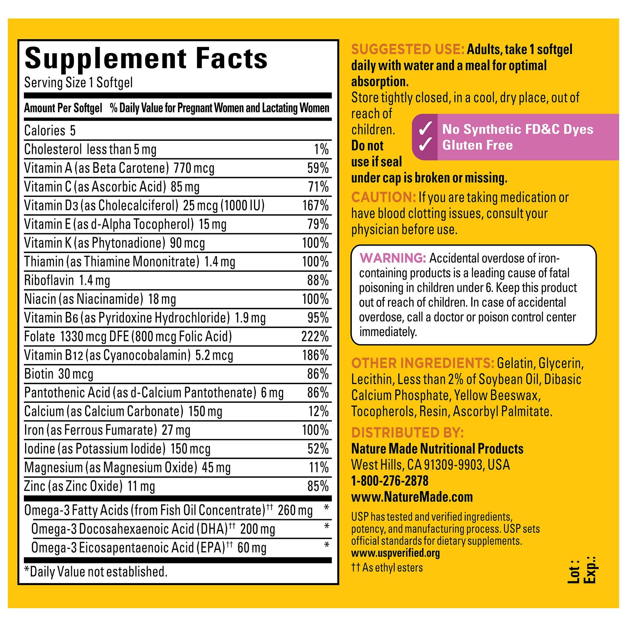 Nature Made Prenatal with Folic Acid + DHA, Prenatal Vitamin and Mineral Supplement for Daily Nutritional Support, 110 Softgels, 110 Day Supply - Image 6