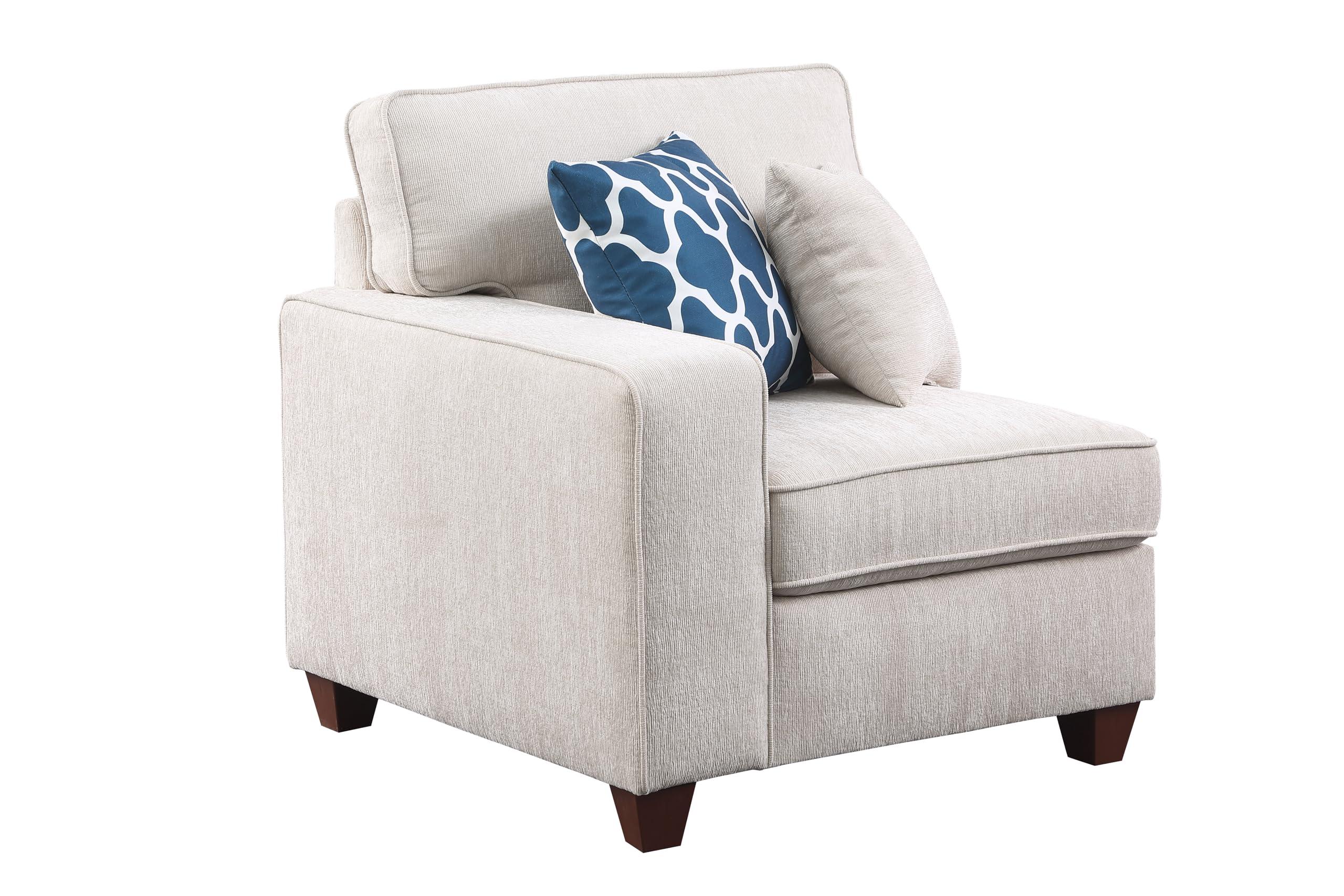 YOPTO 127" L-Shaped Sectional Couch with Movable Ottoman & 6 Throw Pillows,7 Seat Chenille Upholstered Sofa W/2 Cup Holder,USB Port & Hidden Storage Box,DIY Combination,for Living Room,Apartment,Beige - Image 10