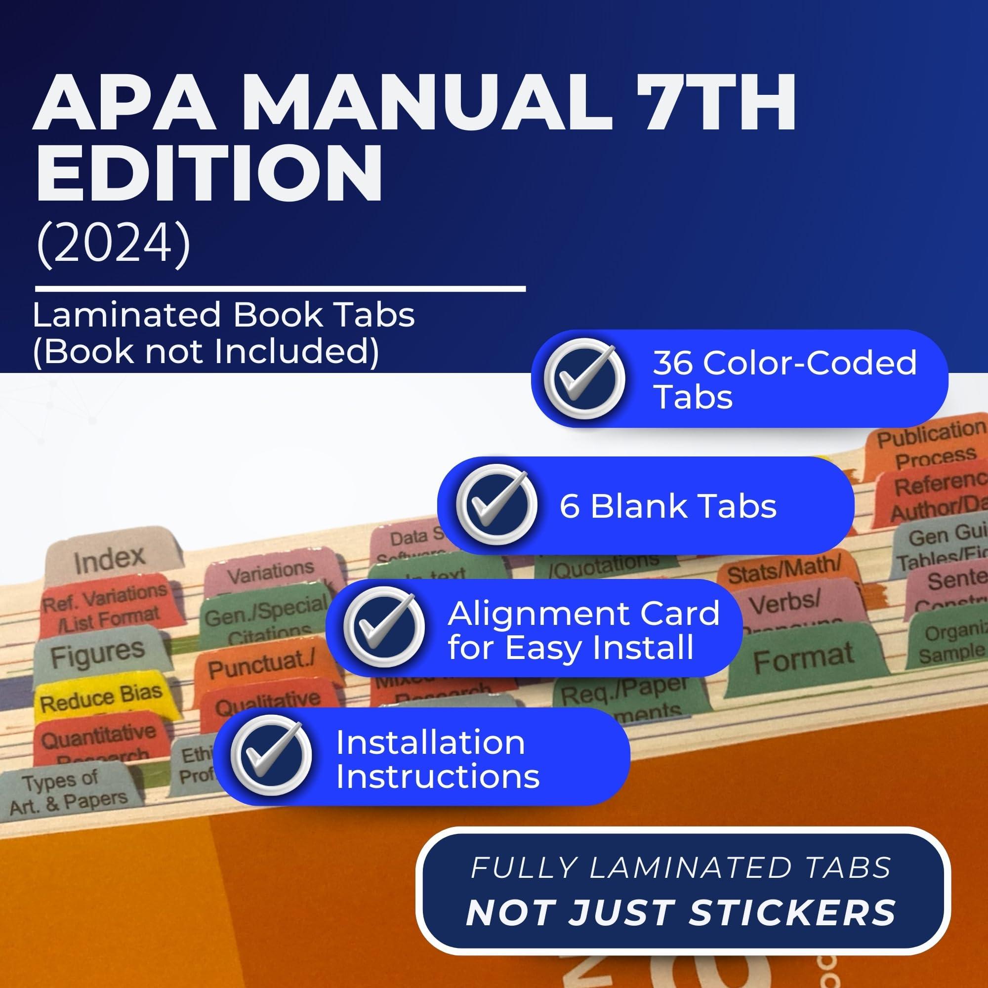 Book Tabs for The APA Manual 7th Edition 2025: Color Coded Tabs for The American Psychological Association Publication Style Manual (Book not Included) - Image 2