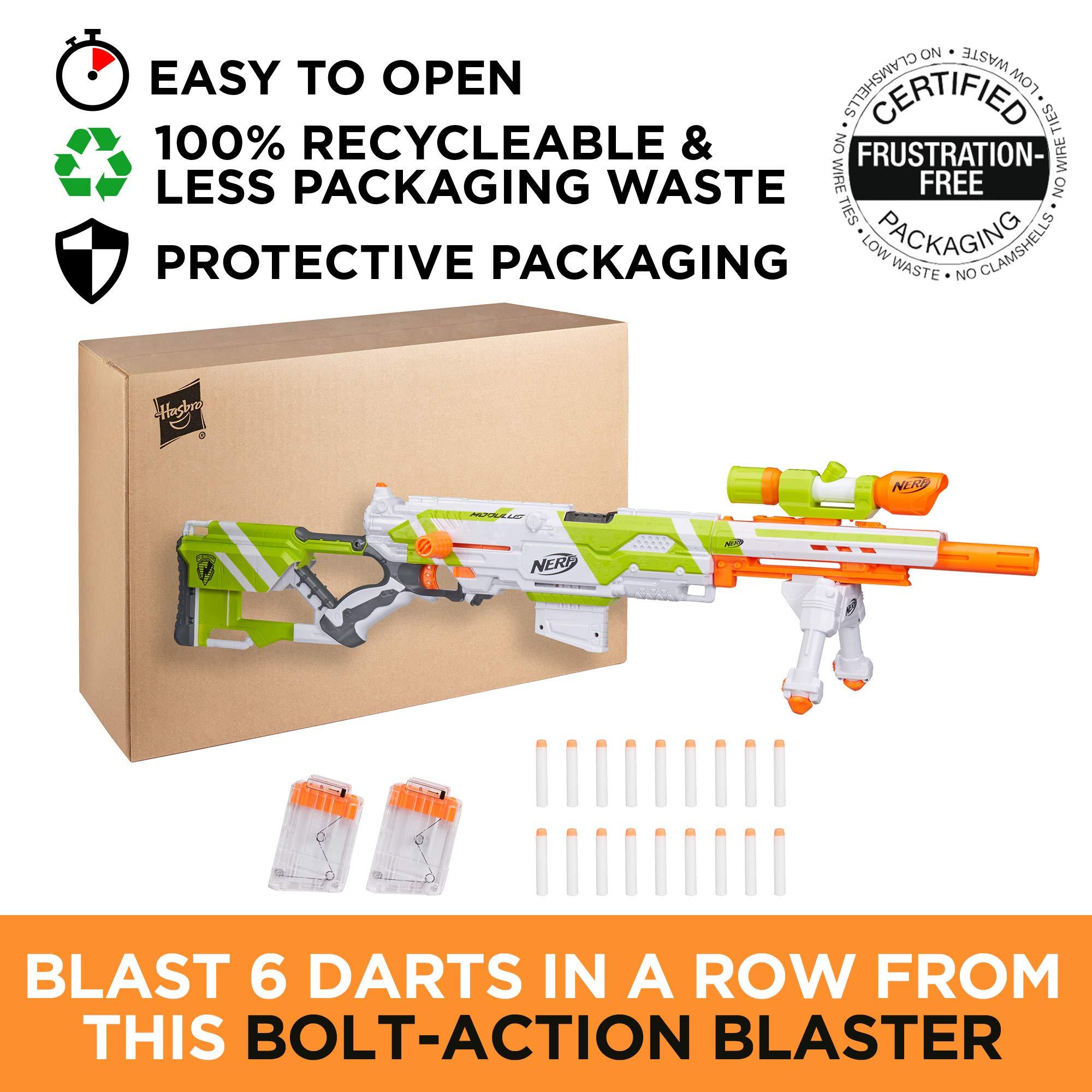NERF Longstrike Modulus Toy Blaster with Barrel Extension, Bipod, Scopes, 18 Elite Darts & 3 Six-Clips (Amazon Exclusive) - Image 3
