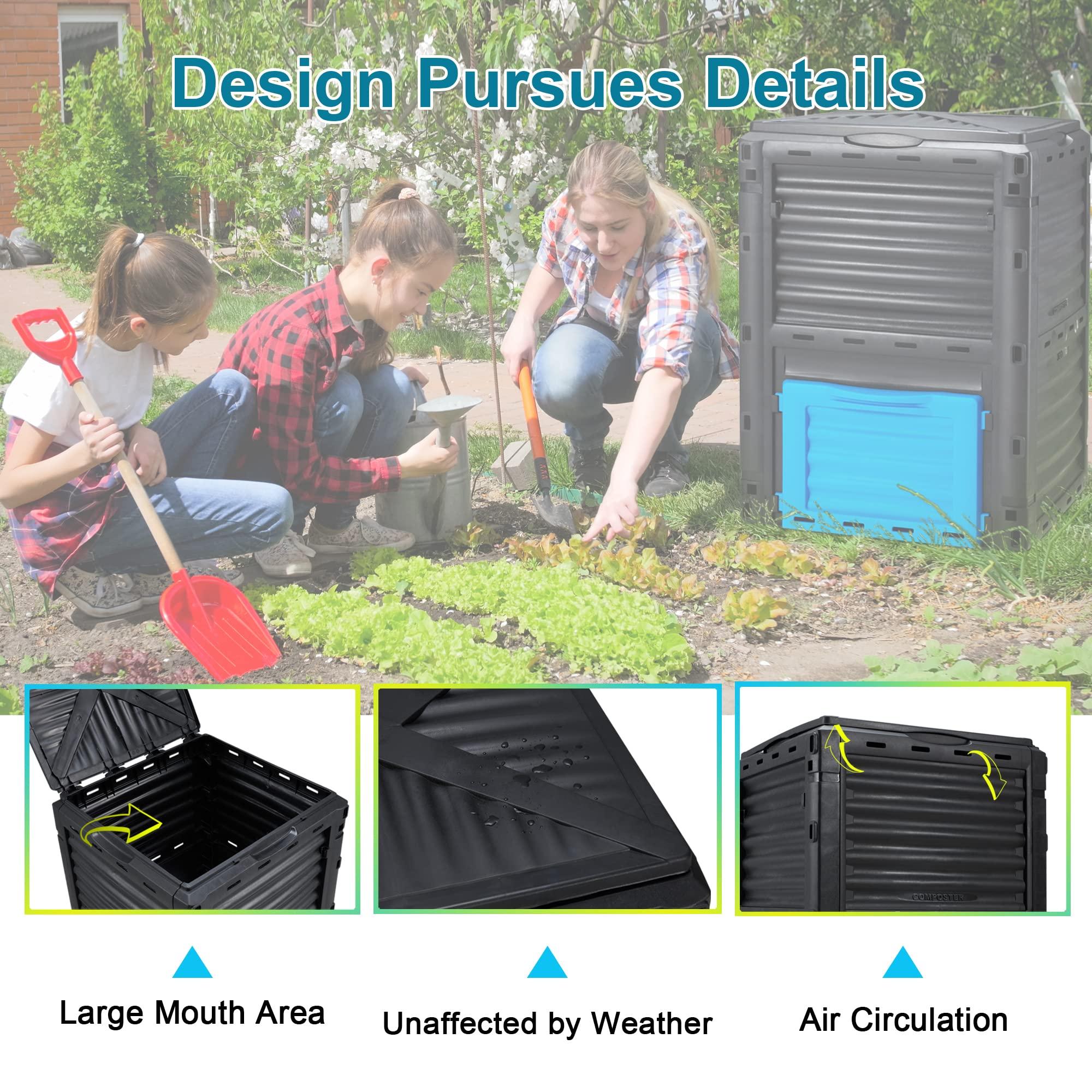 Azaeahom Garden Compost Bin 80 Gallon (300L) Large, Outdoor Composter from PP Material,Composting Box Easy Assembly & Many Vents, Fast Creation of Fertile Soil, Lightweight & Sturdy - Image 4