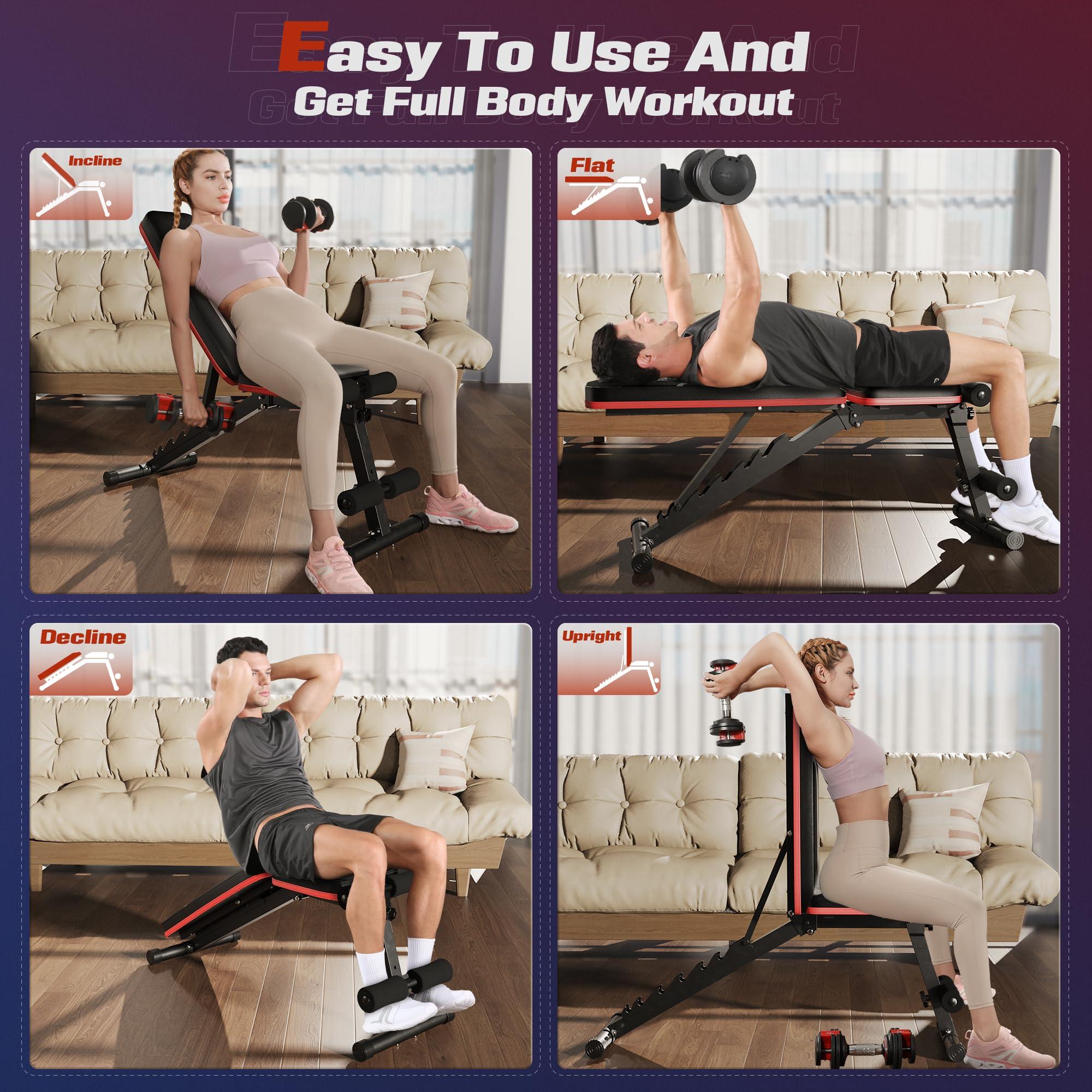 FLYBIRD Adjustable Weight Bench Workout Bench for Home Gym, 15 Degree Decline Sit-Up, Sturdy Durable Folding Weight Bench for Years of Workout -FBGEAR23 - Image 5