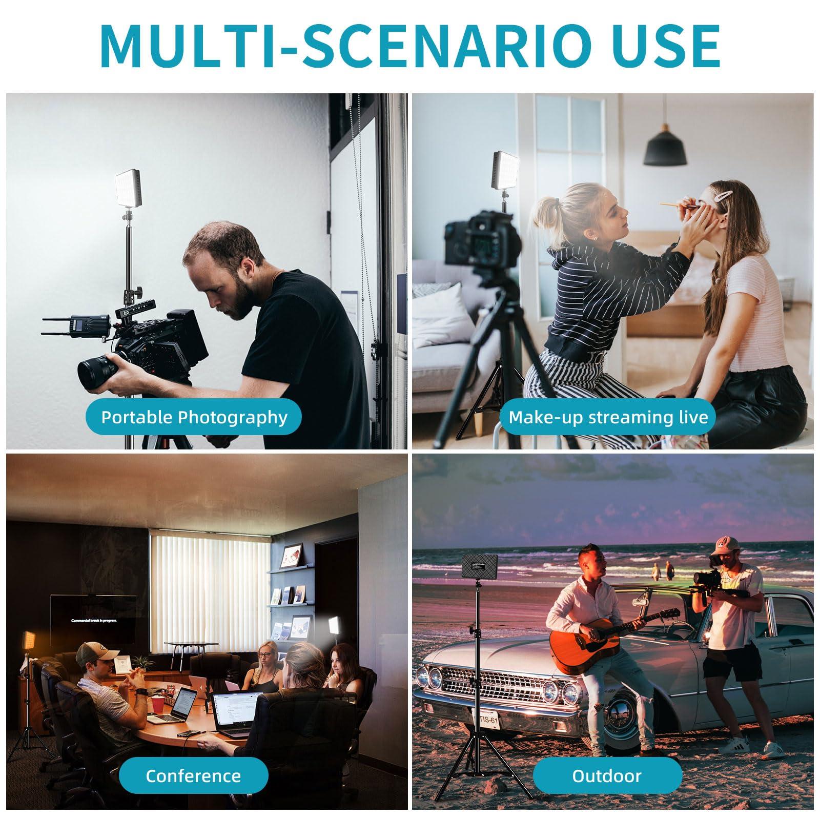 LED Video Light Kit 2Pcs, Hagibis Studio Lights 18 Color Filters for Photography Lighting with Adjustable Tripod Stand Streaming Lights for Photo Camera Recording Computer Zoom Stream TikTok YouTube - Image 6