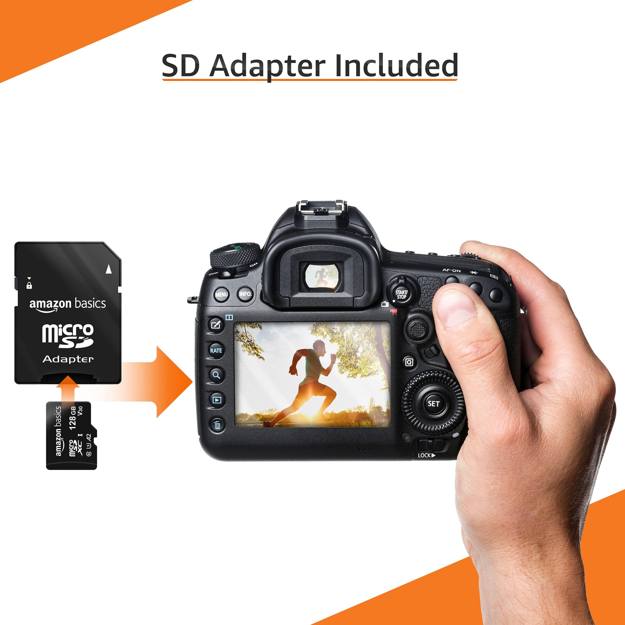 Amazon Basics Micro SDXC Memory Card with Full Size Adapter, A2, U3, Read Speed up to 100 MB/s, 128 GB, Black - Image 5