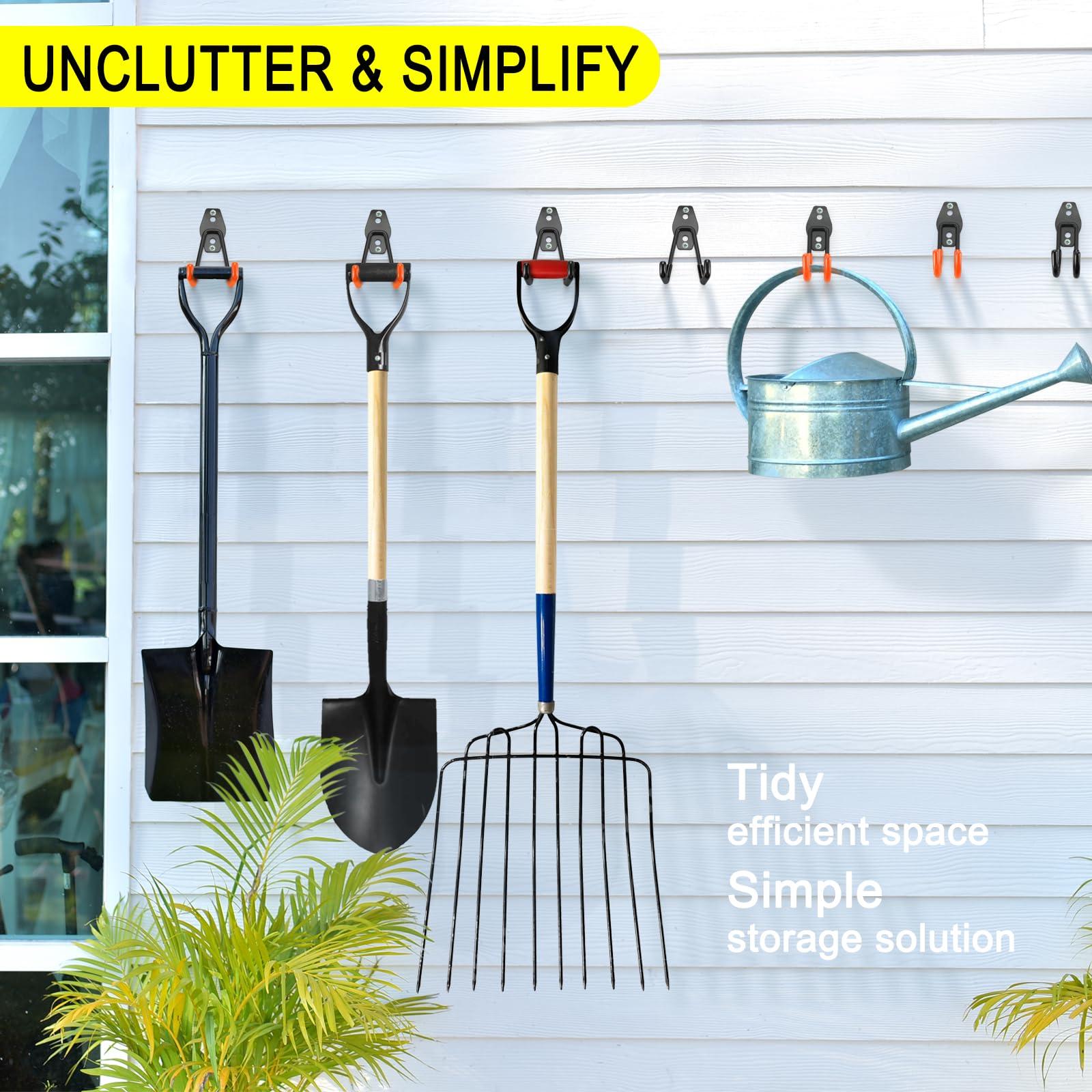 LUPYJI 2 Pack Garage Hooks Heavy Duty Storage Organizer Wall Mount Power and Garden Tool Hangers, for Hanging Ladders, Ropes, Hose, Bulk Items - Image 6
