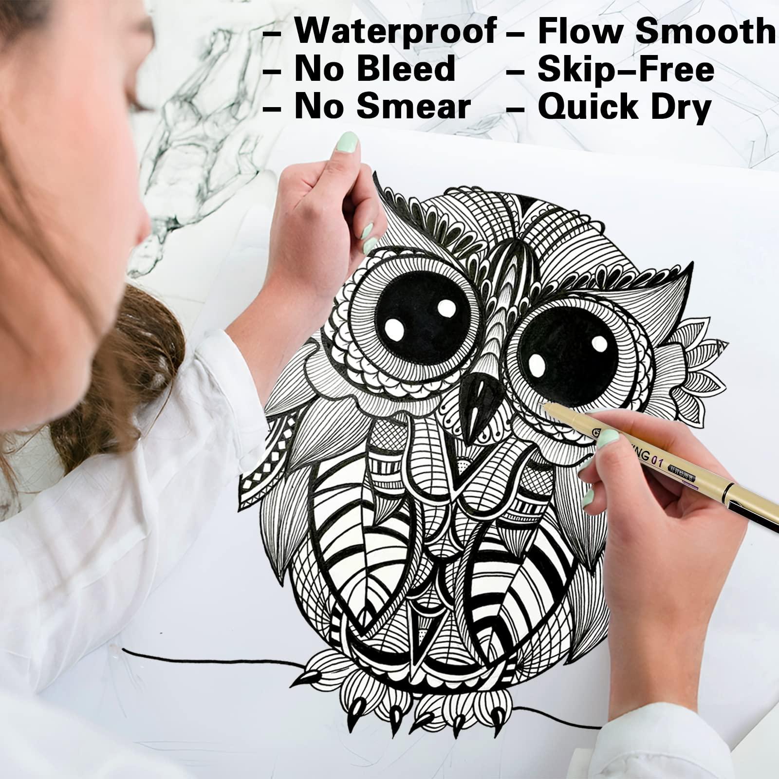 Muchcute Micro Fineliner Drawing Art Pens: 12 Black Fine Line Waterproof Ink Set Artist Supplies Archival Inking Markers Liner Sketch Outline Anime Gifts Manga Sketching Watercolor Zentangle Kit Stuff - Image 4