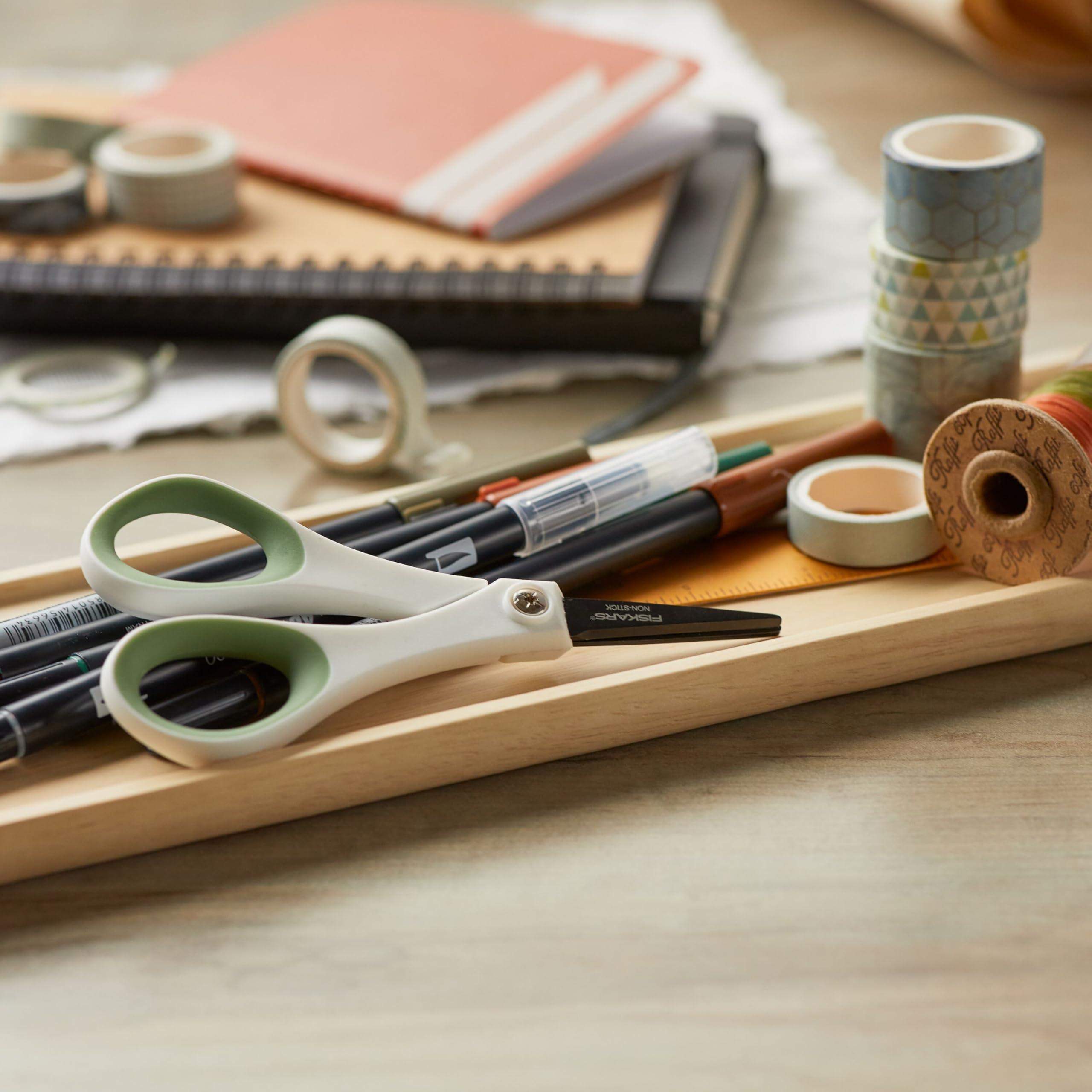 Fiskars Everyday Fashion Scissors, Non-Stick Stainless Steal Blades, Forest Fern, 2-Pack, 8 Inches and 5 Inches - Image 2