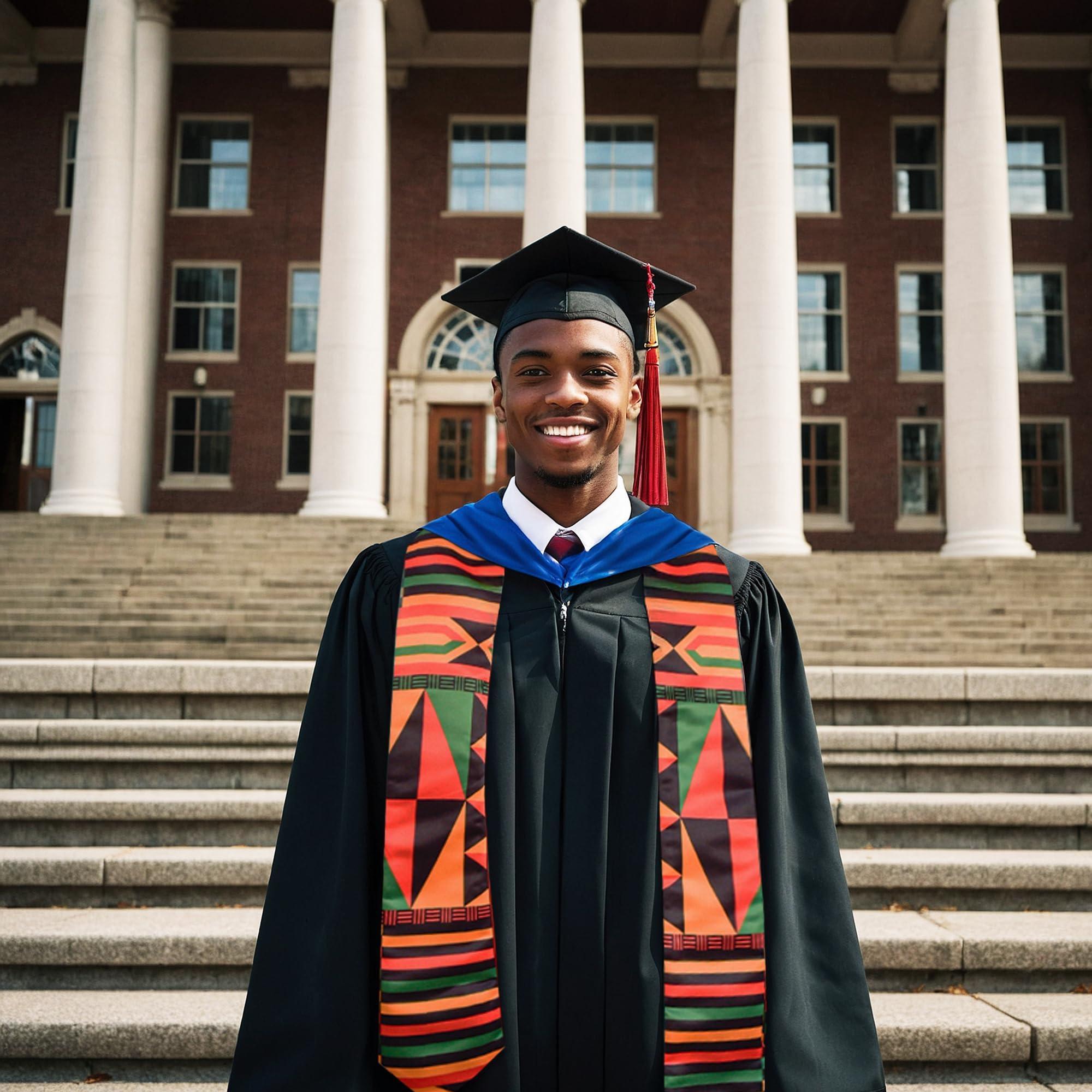 Adult Graduation Stole - Traditional African Kente Design | 60” Long Beautiful Satin Cloth - Image 4