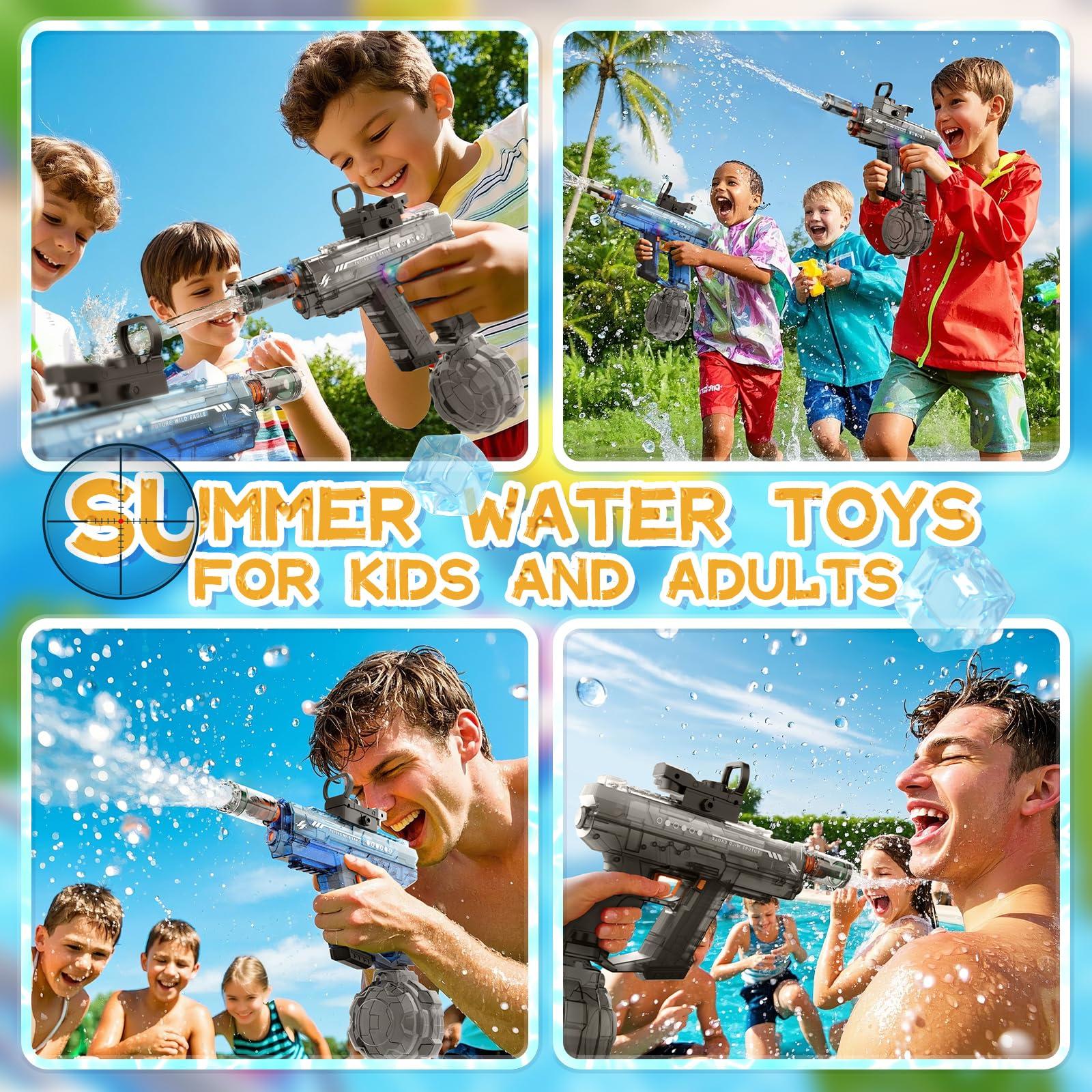 Vmiya Electric Water Gun 2 Pack for Adults and Kids, Light Up Automatic Squirt Gun Watergun, 800CC Large Capacity, 26-33 FT Long Range, Summer Outdoor Beach Pool Party Toy Gift - Image 5
