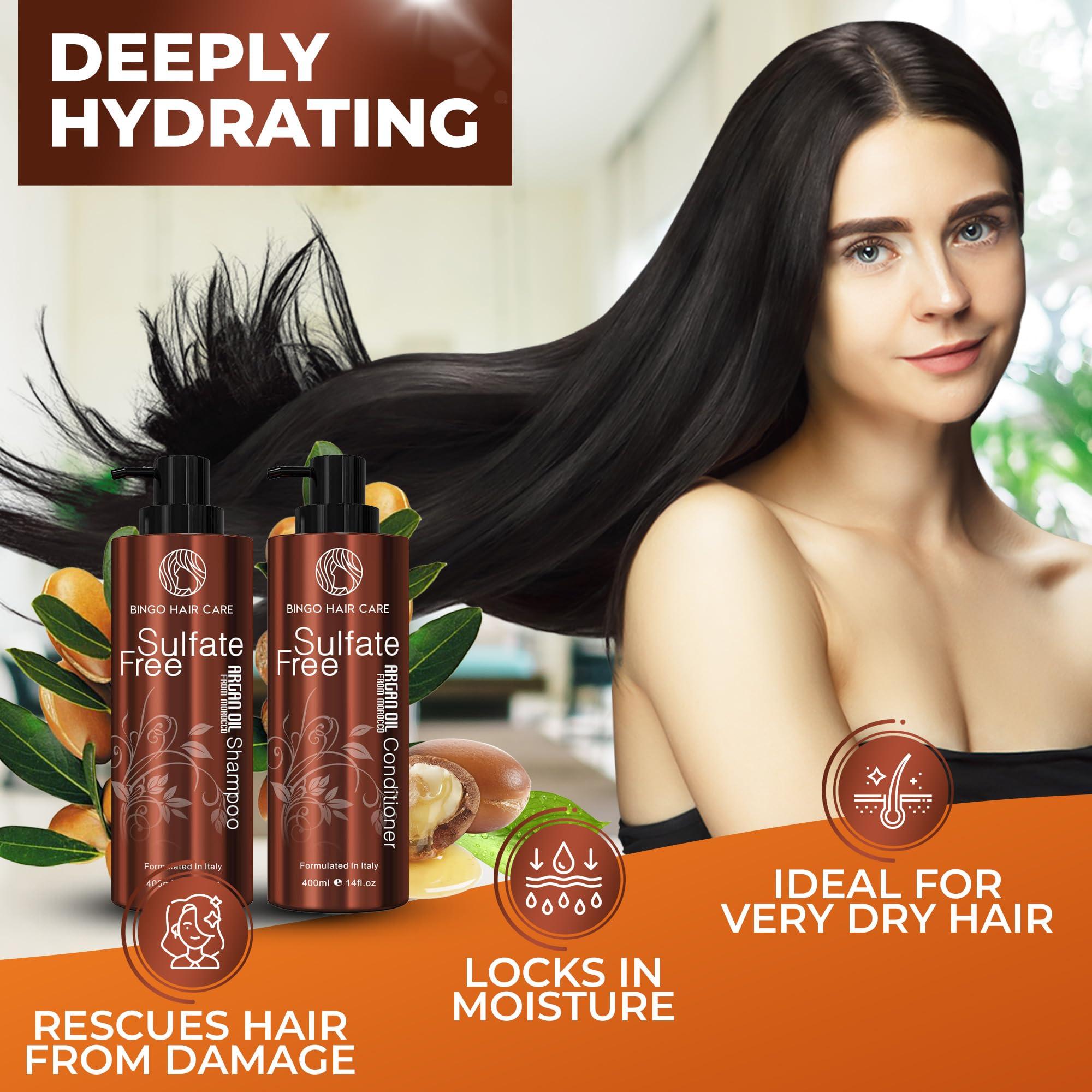 Moroccan Argan Oil Shampoo and Conditioner Set - Sulfate Free, Anti Frizz Hydrating Care for Women - Deep Moisturizing Treatment for Color, Keratin Treated, Curly, Damaged and Dry Hair - Image 5