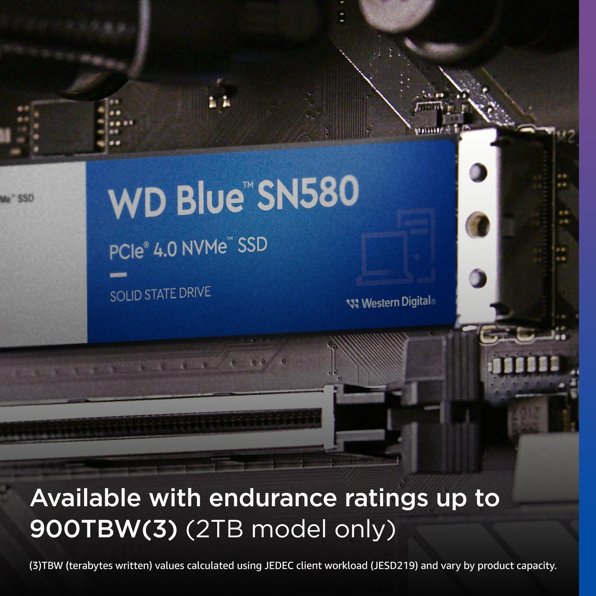 Western Digital 1TB WD Blue SN580 NVMe Internal Solid State Drive SSD - Gen4 x4 PCIe 16Gb/s, M.2 2280, Up to 4,150 MB/s - WDS100T3B0E - Image 3
