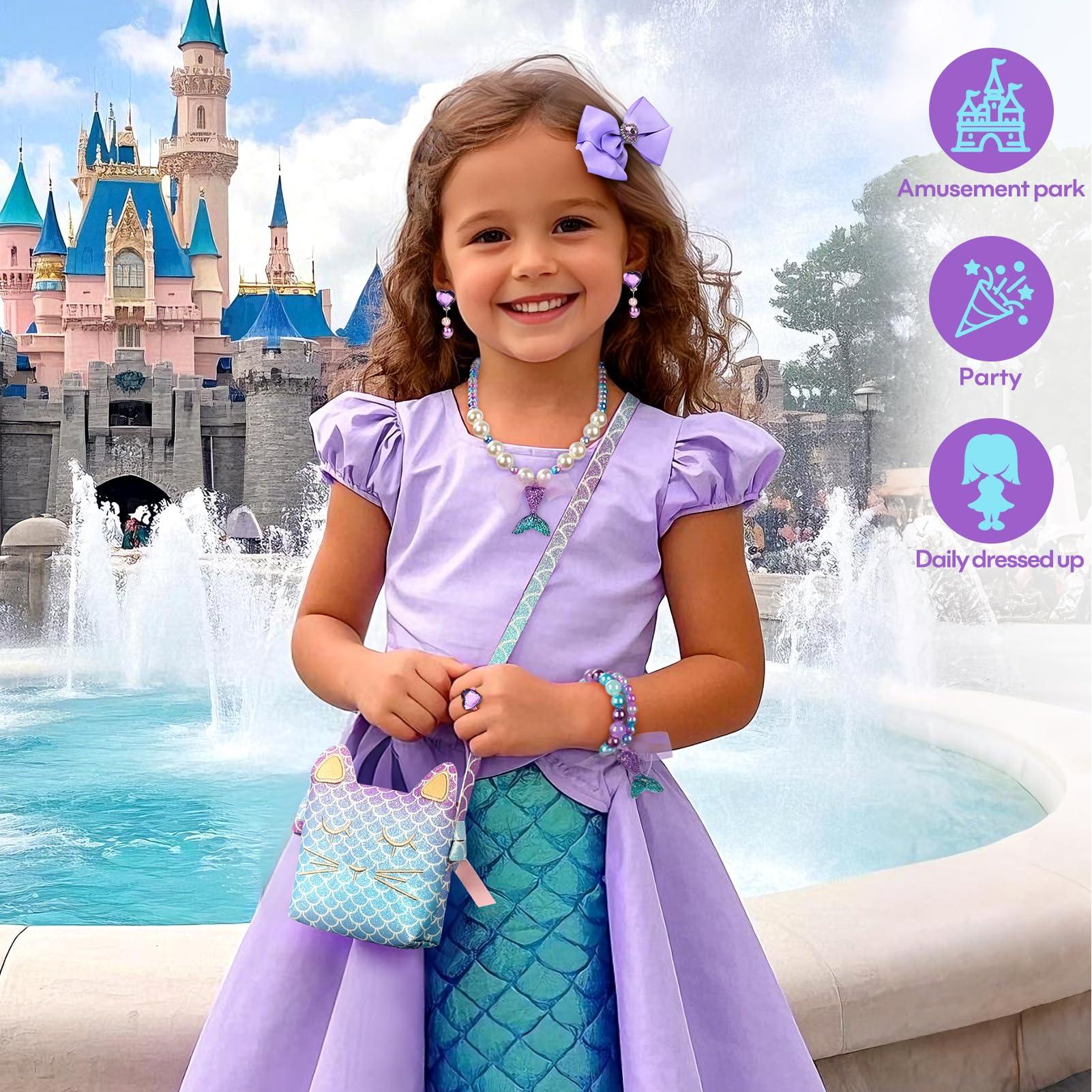 mibasies Purse for Little Girls Dress Up Jewelry Pretend Play Kids Accessories Mermaid Gifts - Image 3