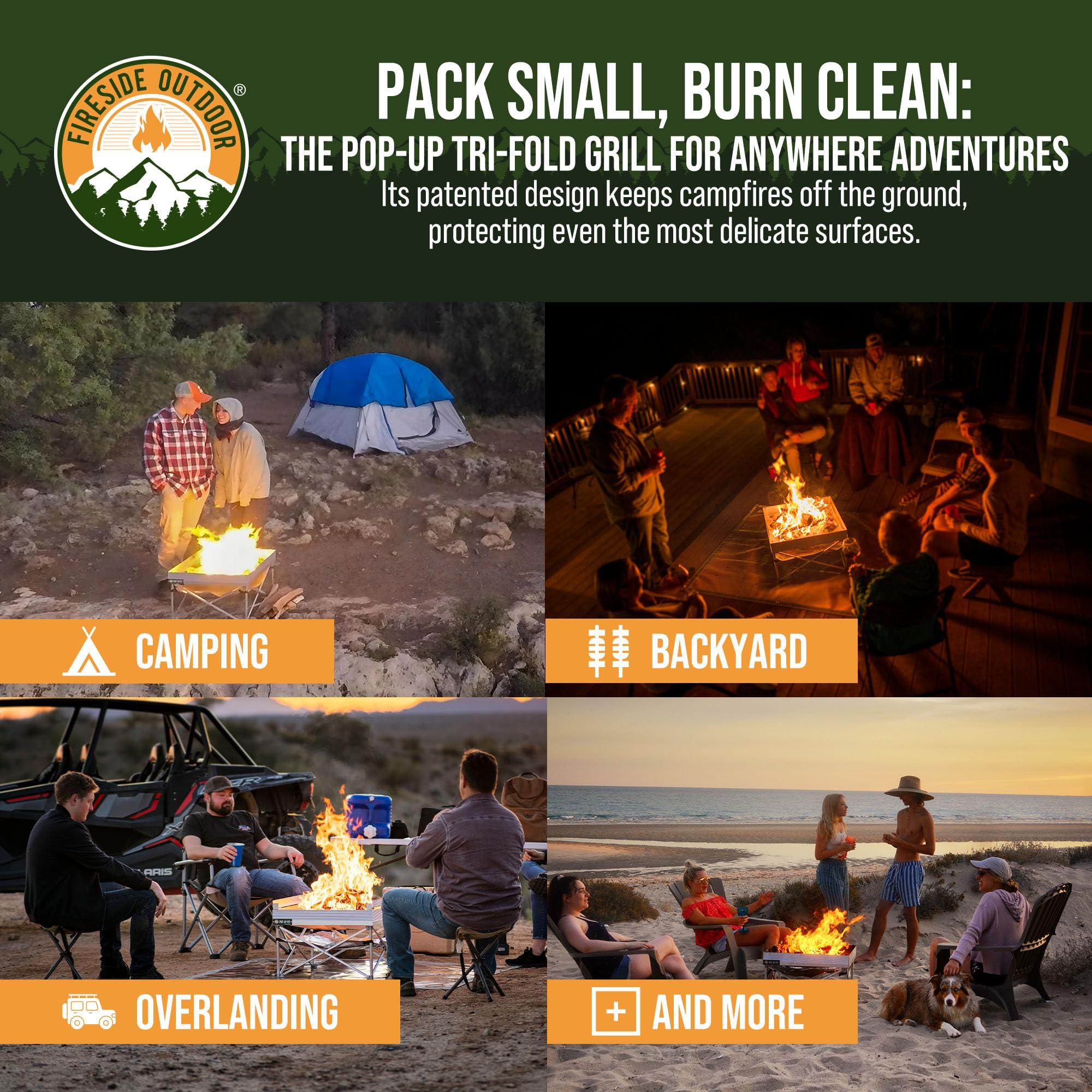 Fireside Outdoor Pop-Up Fire Pit Grilling Grate-Folding Grill Design for Outdoor Cooking, Portable Fire Pit Grill Grates, Camping Cooking, Foldable Campfire Grill Grate- Quad-Fold Folding Grill Grates - Image 6