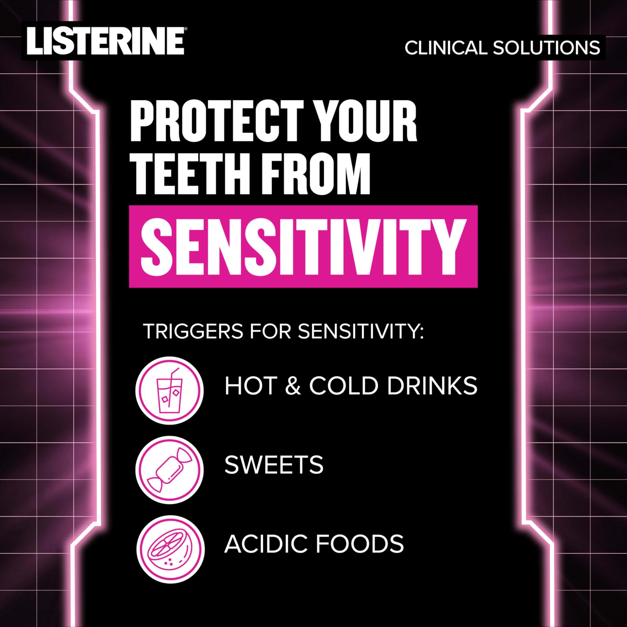 Listerine Clinical Solutions Sensitive Teeth Alcohol Free Mouthwash, Fresh Breath Dental Mouthwash Provides Protection & Relief from Tooth Sensitivity Pain, Daily Fresh Mint Oral Rinse, 500 mL - Image 4