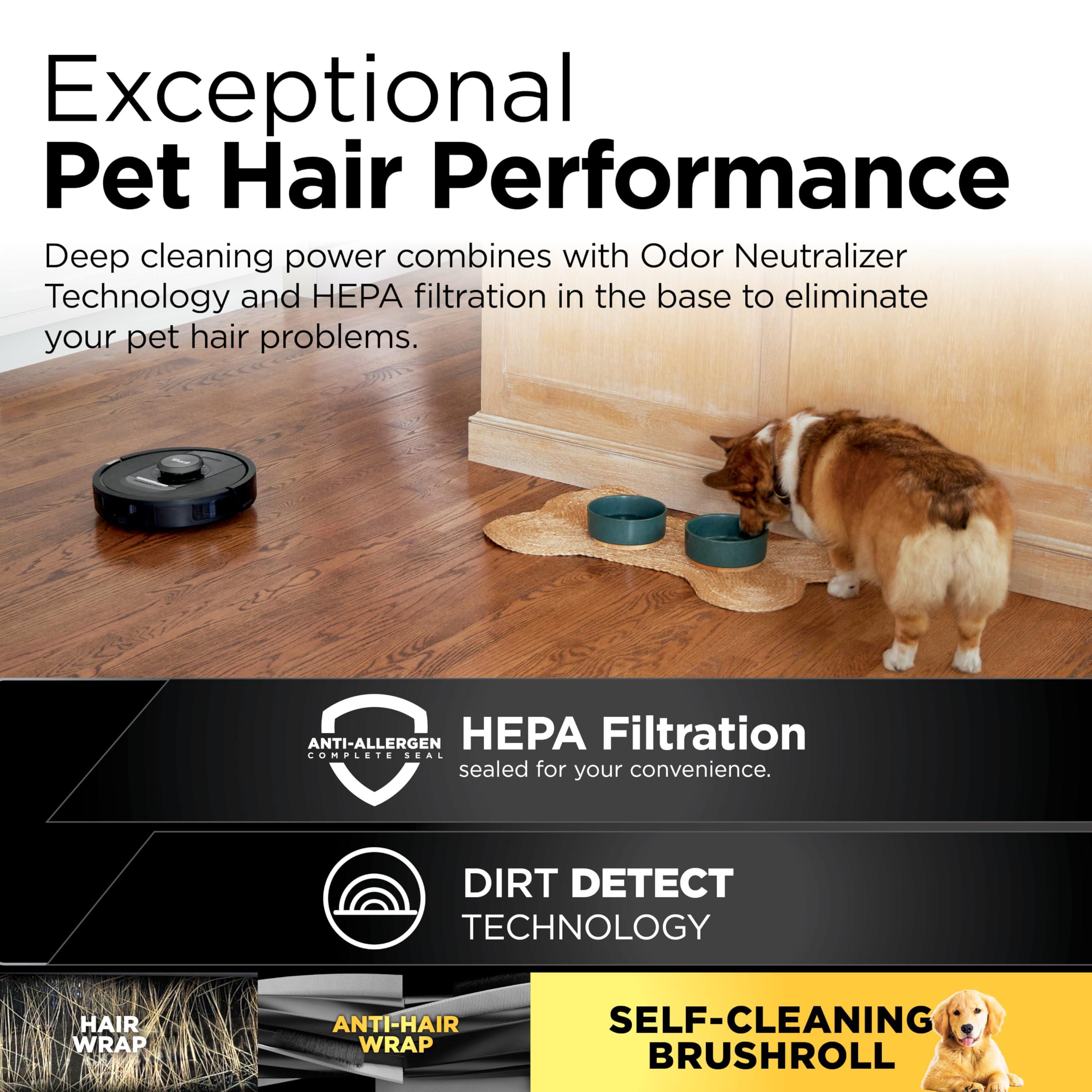 Shark PowerDetect Self-Empty Robot Vacuum with NeverStuck Technology, Auto Deep-Clean Carpets & Hardfloors, 30 Day Capacity HEPA Bagless Base, for Pet Hair, WiFi Black, AV2820S - Image 11