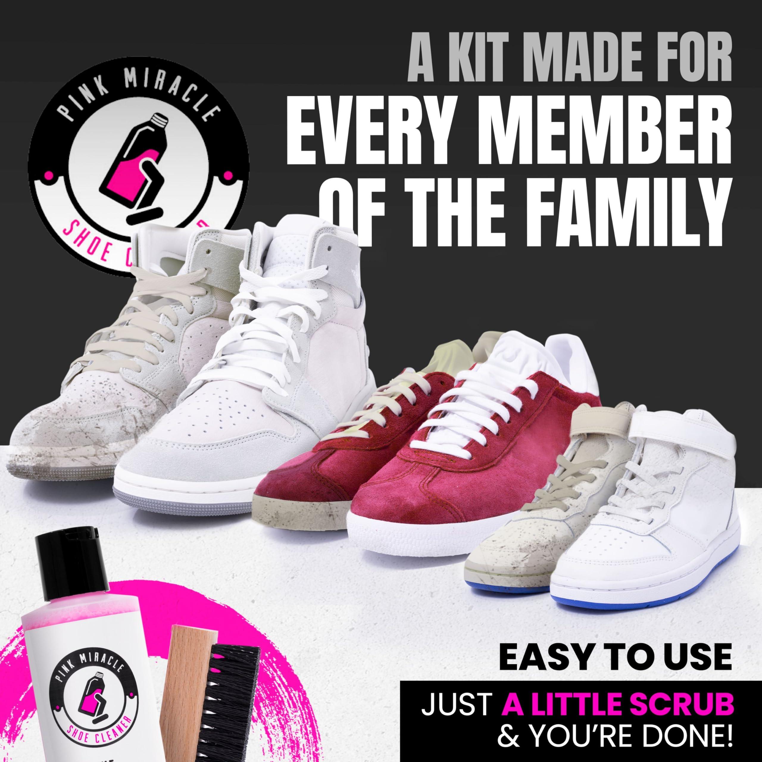 Pink Miracle Shoe Cleaner Kit with Bottle and Brush For Fabric Cleaner For Leather, Whites, Suede and Nubuck Sneakers - Image 6