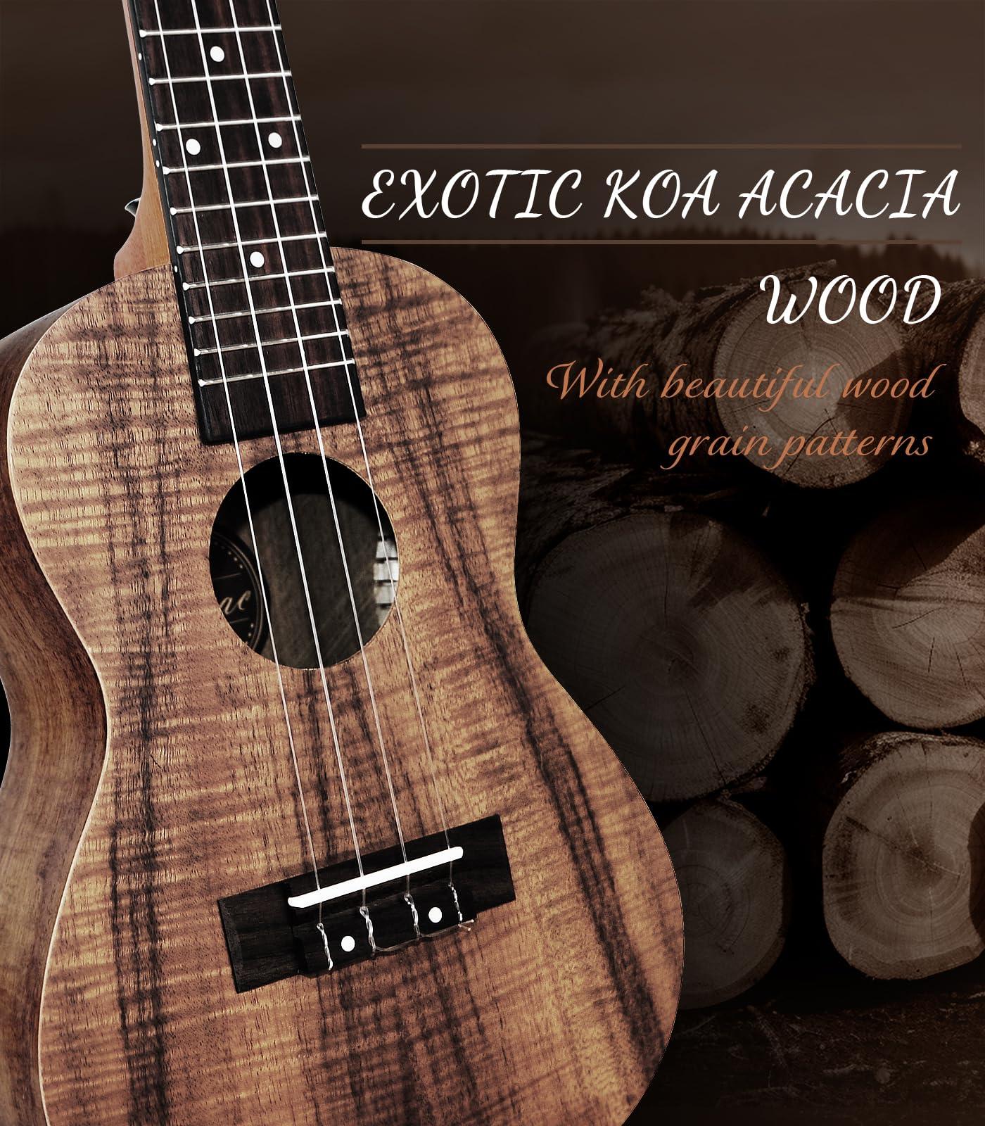 Ulumac Tenor Ukulele, KOA Acacia Wood 26 inch Adults Kids Professional Ukelele for Beginners, Hawaiian Ukele Kit with Carbon String, Tuner, Gig Bag, Strap, P004 - Image 2