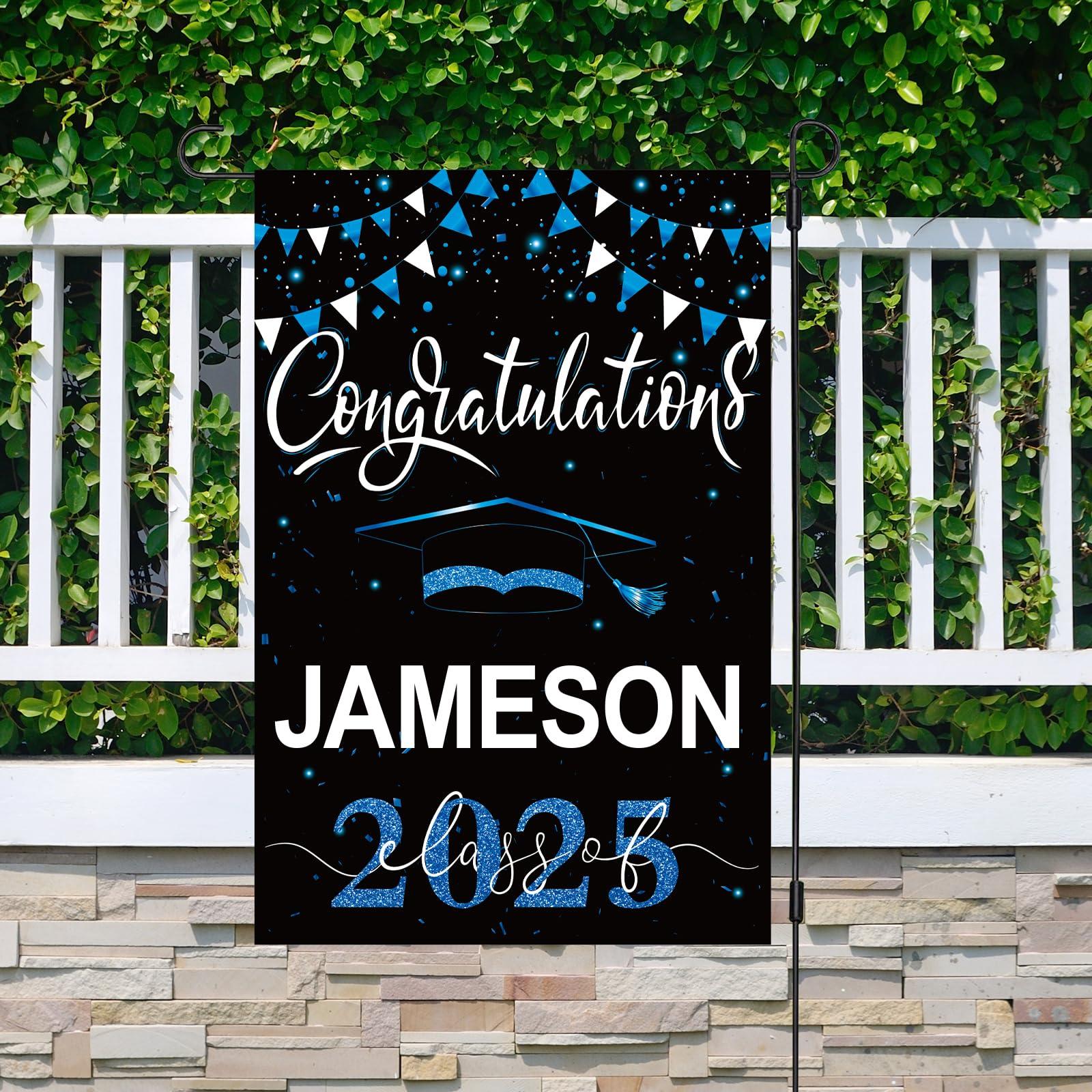 Graduation Flags Personalized 2025, Graduation Garden Flag Double Sided Class Of 2025, Congrats Grad Garden Flags For Outside Yard Decoration, 18x12 Inch (Black Blue) - Image 5