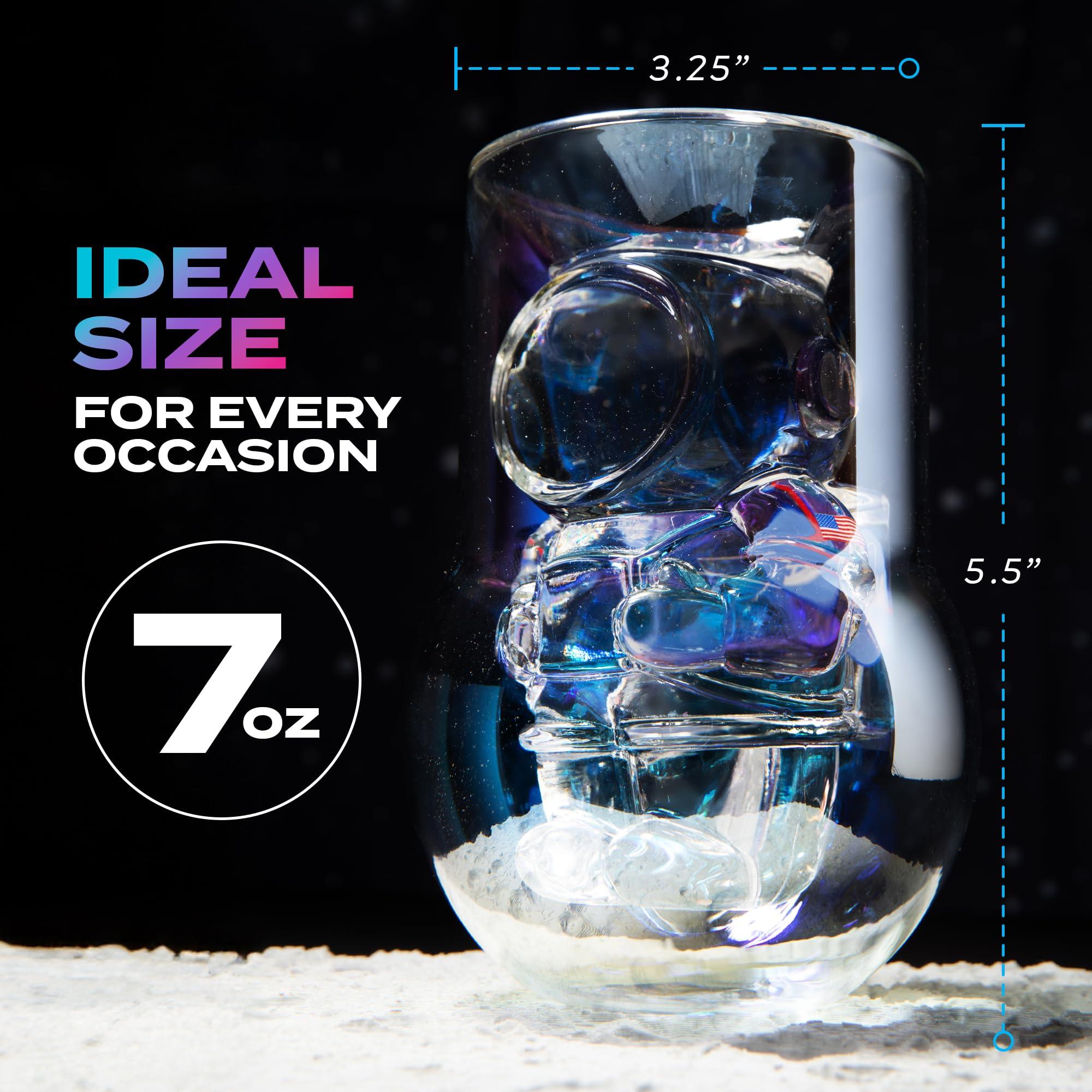 NASA Astronaut Glasses - 7 oz Set of 2 Double Wall Iridescent Drinkware with NASA symbol and Artemis Patch - Unique Glassware for Space Enthusiasts - Keeps Drinks Cold Longer - Image 2