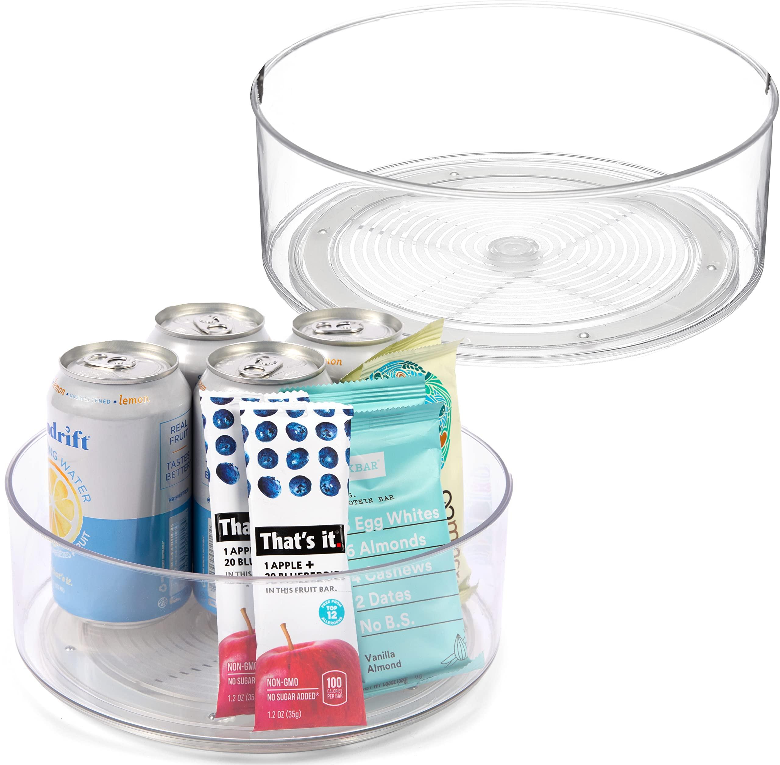 Home Intuition Round Plastic Clear Lazy Susan Turntable Food Storage Container for Kitchen (9" Round, 2 Pack) - Image 7