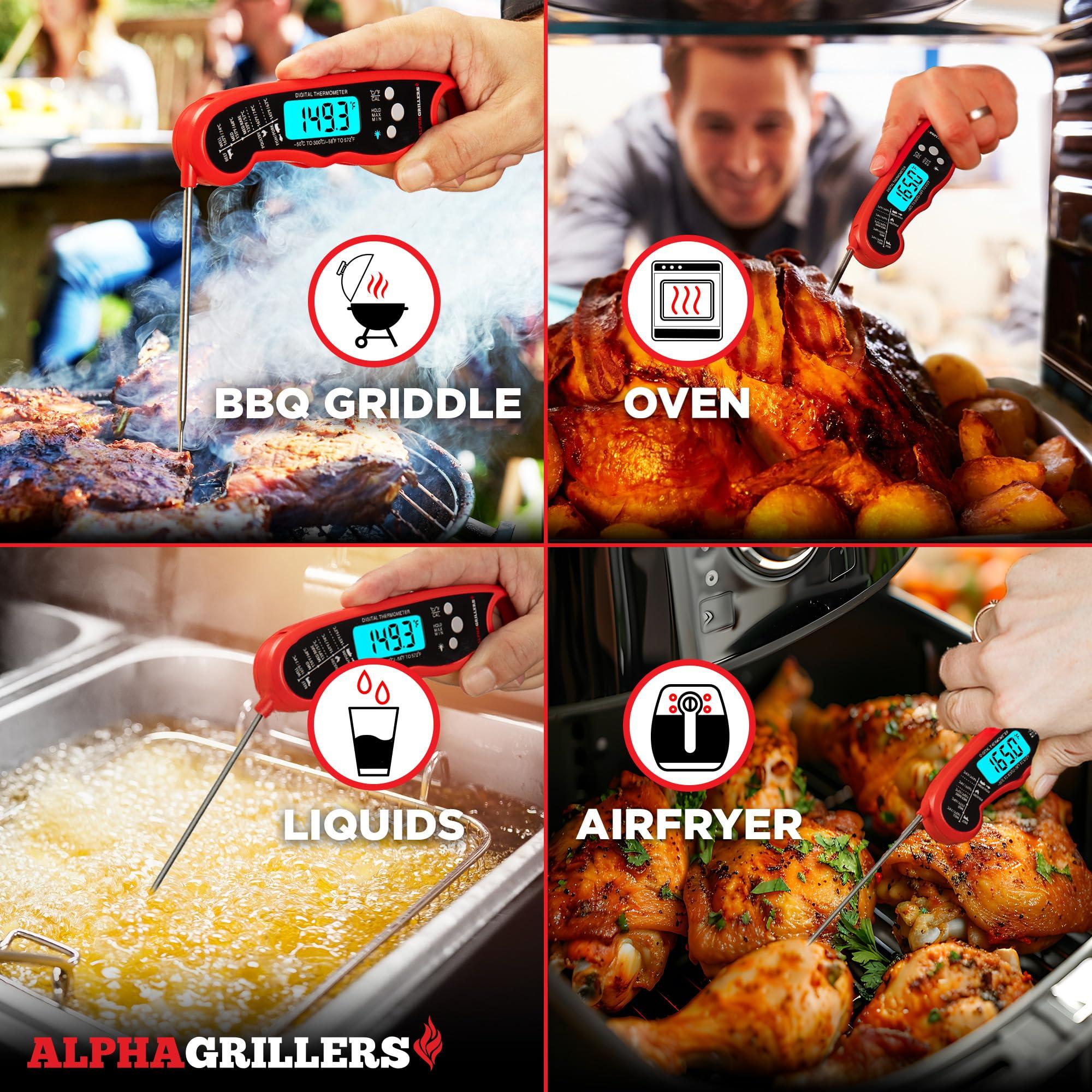 Alpha Grillers Meat Thermometer Digital - Instant Read Food Thermometer for Cooking Grilling Air Fryer Griddle Probe Kitchen Gadgets Essentials BBQ Accessories Grill Gifts for Men Him Dad Birthday - Image 3