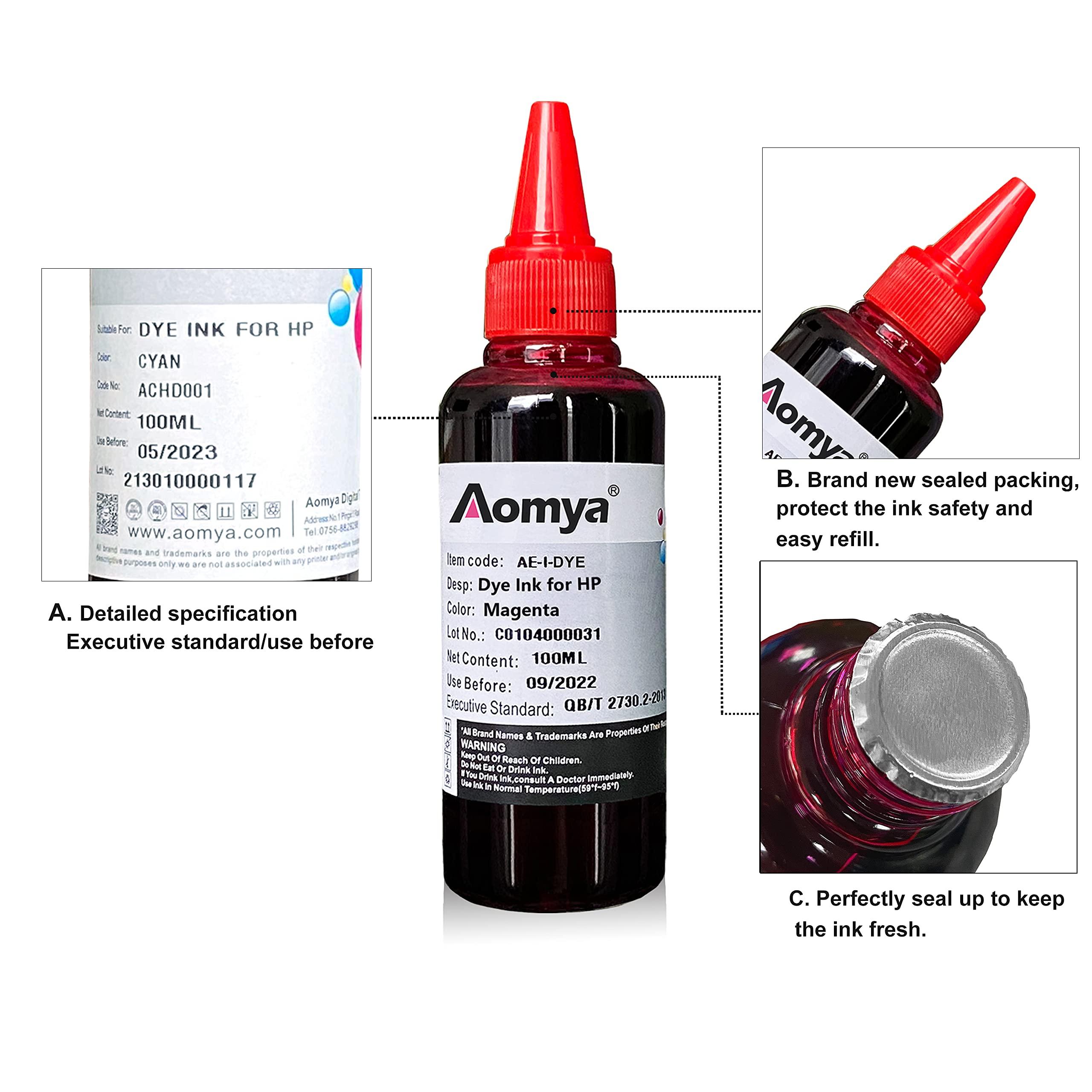 Aomya Universal Dye Ink Refill Kit for HP Canon EPN Brother Lexmark Refill kit Compatible Cartridges Refillable Cartridge CISS CIS System 4 Color Set (3BK, C, M, Y) - Image 2