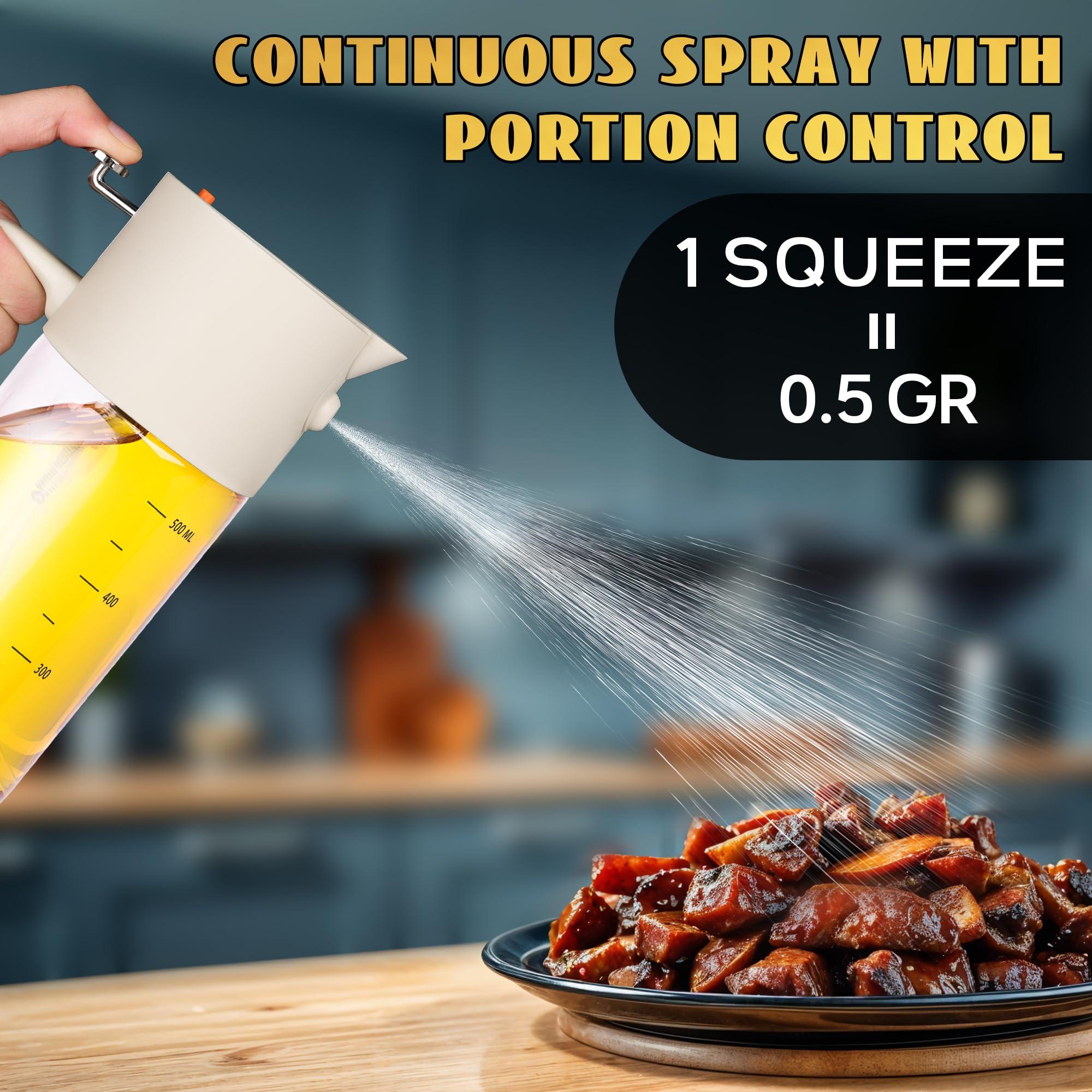 Costop Oil Sprayer for Cooking, 2025 Large Advanced Olive Oil Dispenser Bottle,500ml/17oz Glass Olive Oil Sprayer,2 in 1 Even Spray with Portion Control for Kitchen, Air Fryer, Salad, BBQ - White - Image 5